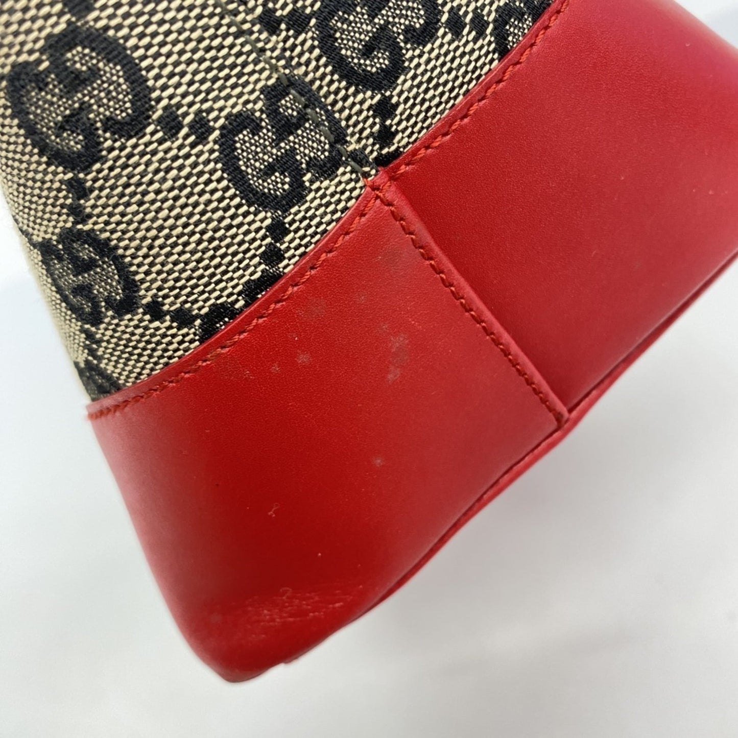 Gucci Beige Black Red Color Canvas Tote Bag