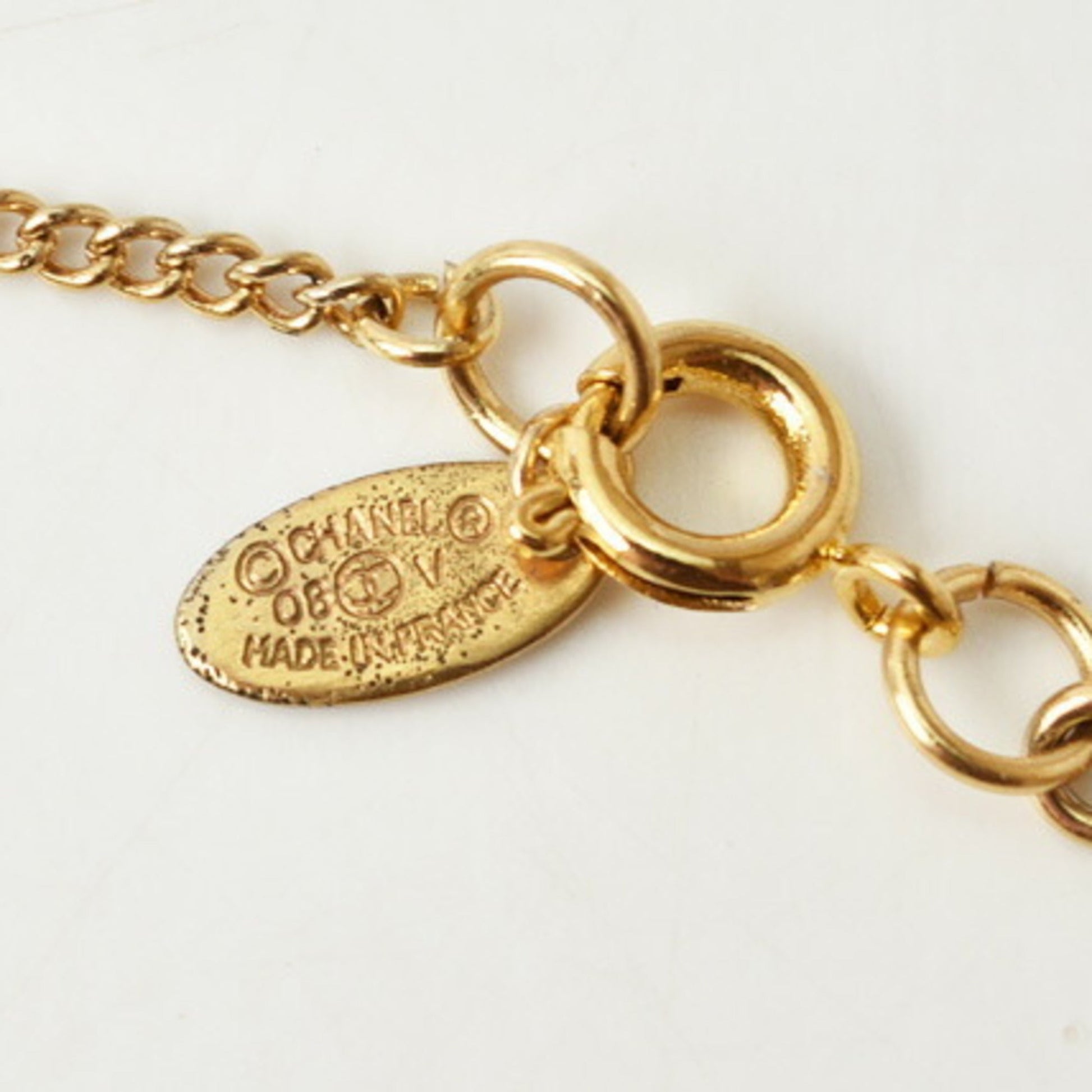 Chanel necklace/pendant CHANEL coco mark/CC rhinestone gold