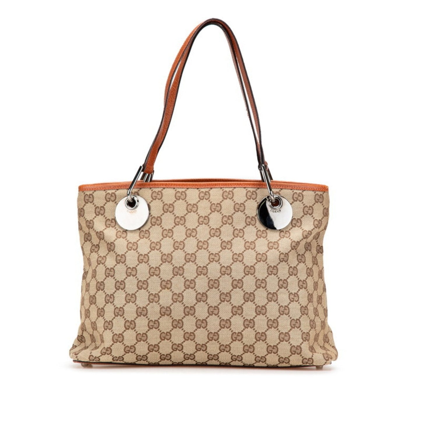 Gucci Beige Brown Canvas Leather Shoulder Bag Tote Bag