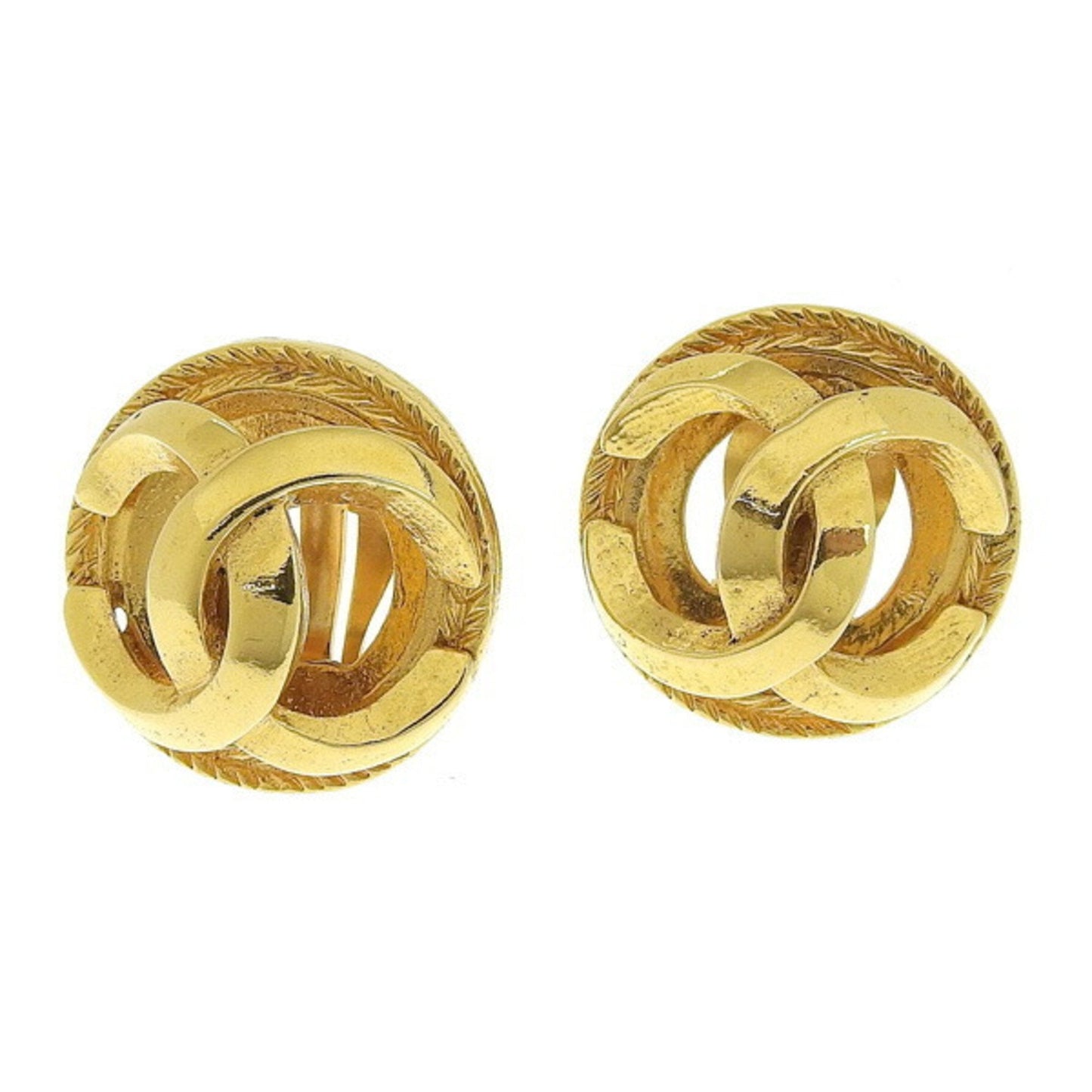 CHANEL Coco Mark Earrings Gold Metal