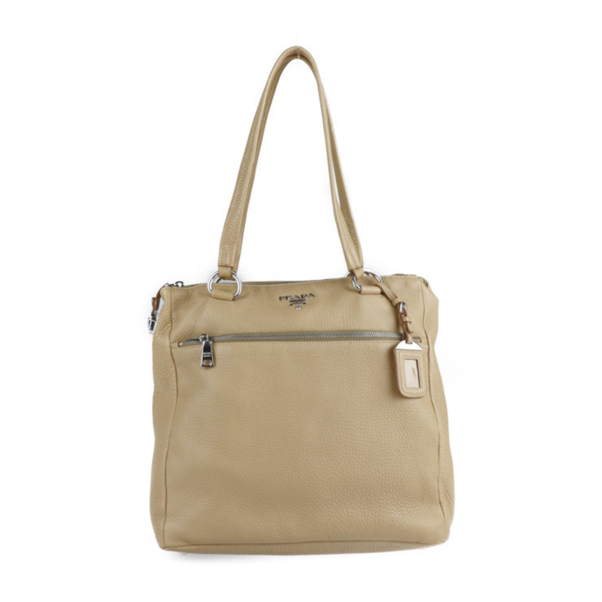 Prada Tote Bag Leather Beige