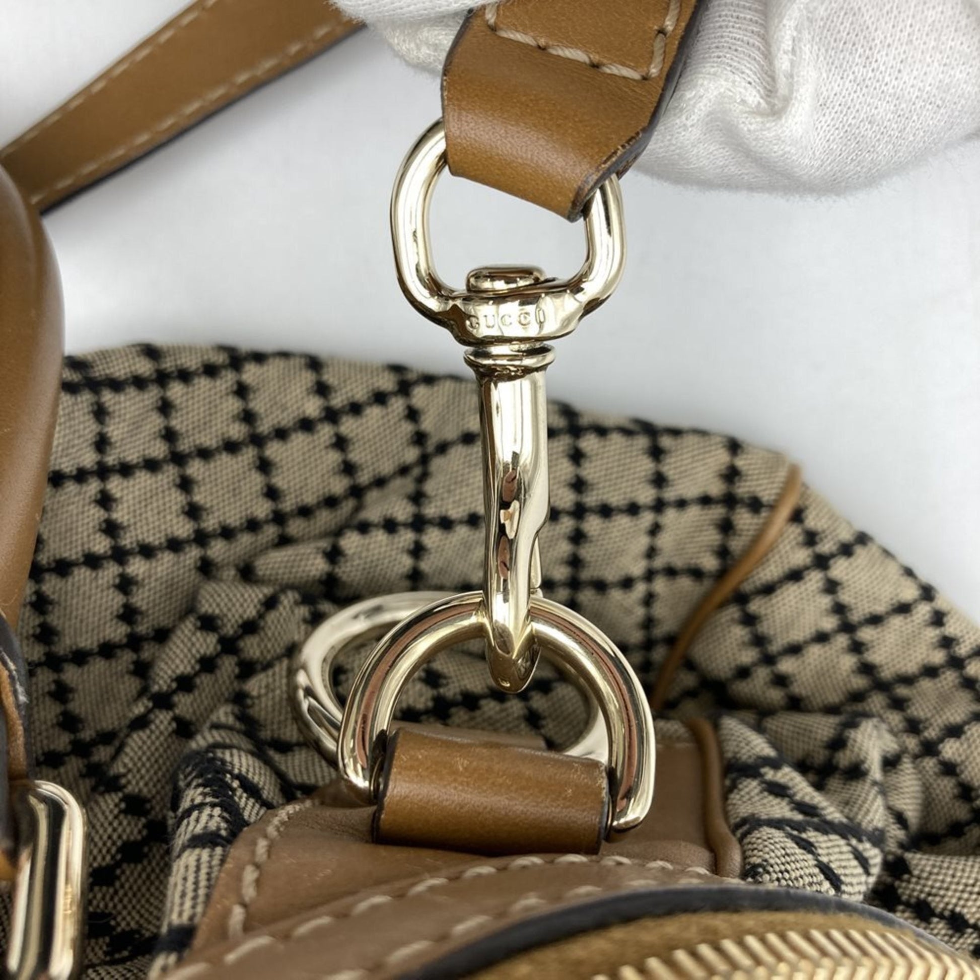 Gucci Brown Canvas Leather Handbag