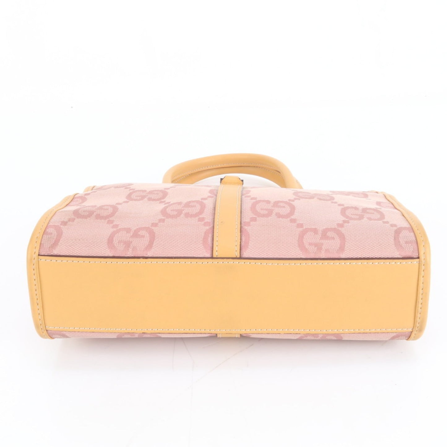 Gucci Pink Leather Canvas Handbag