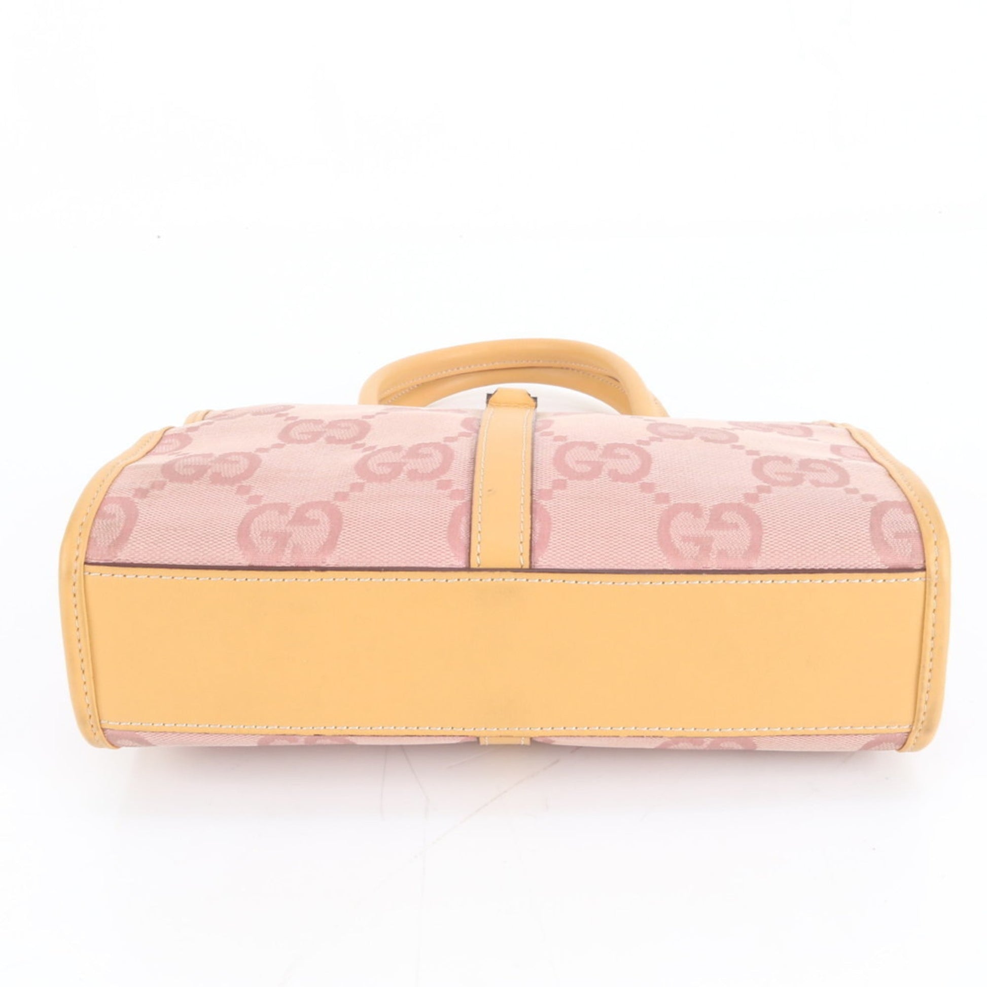 Gucci Pink Leather Canvas Handbag