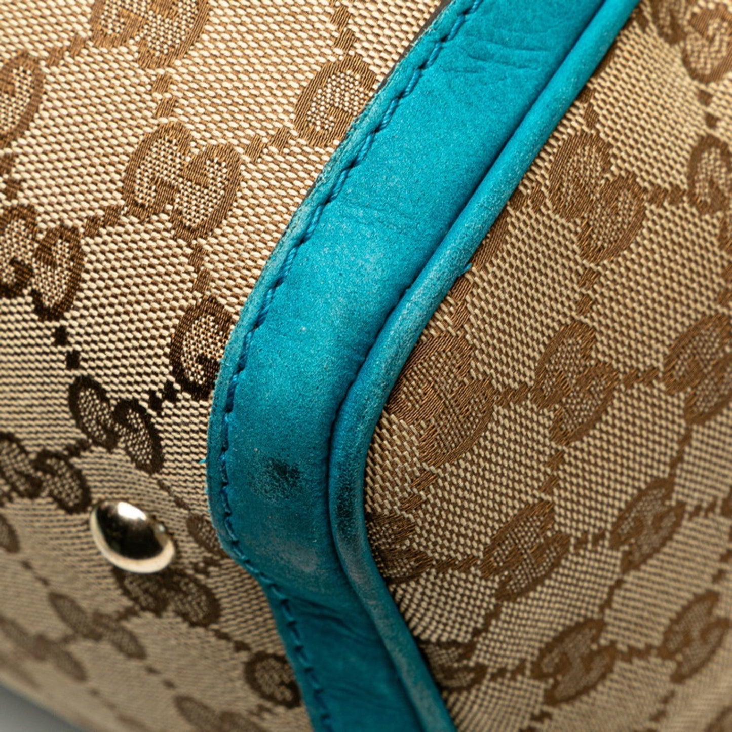 Gucci Beige Blue Gg Canvas Leather Handbag Shoulder Bag