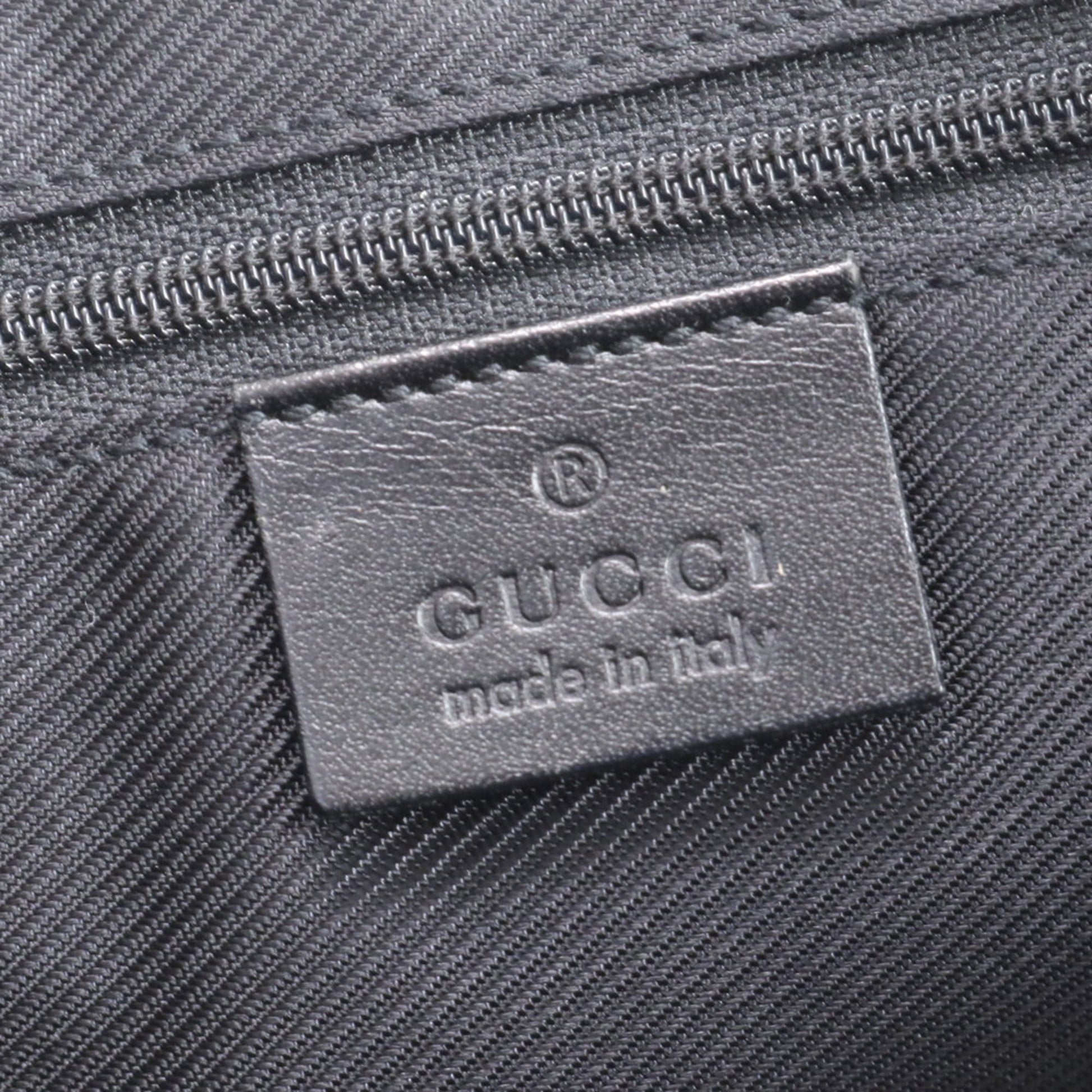 Gucci Black Leather Canvas Tote Bag