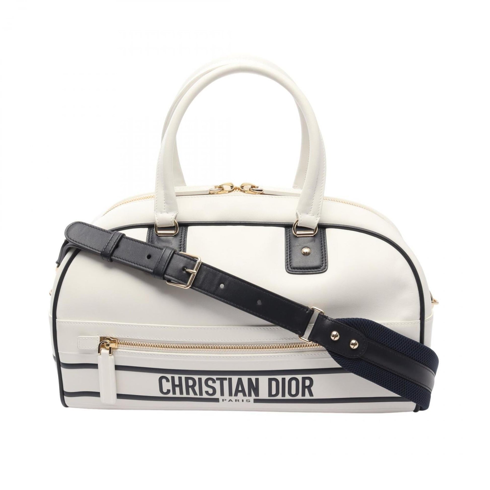 Dior Handbag Christian 2 Leather Black White