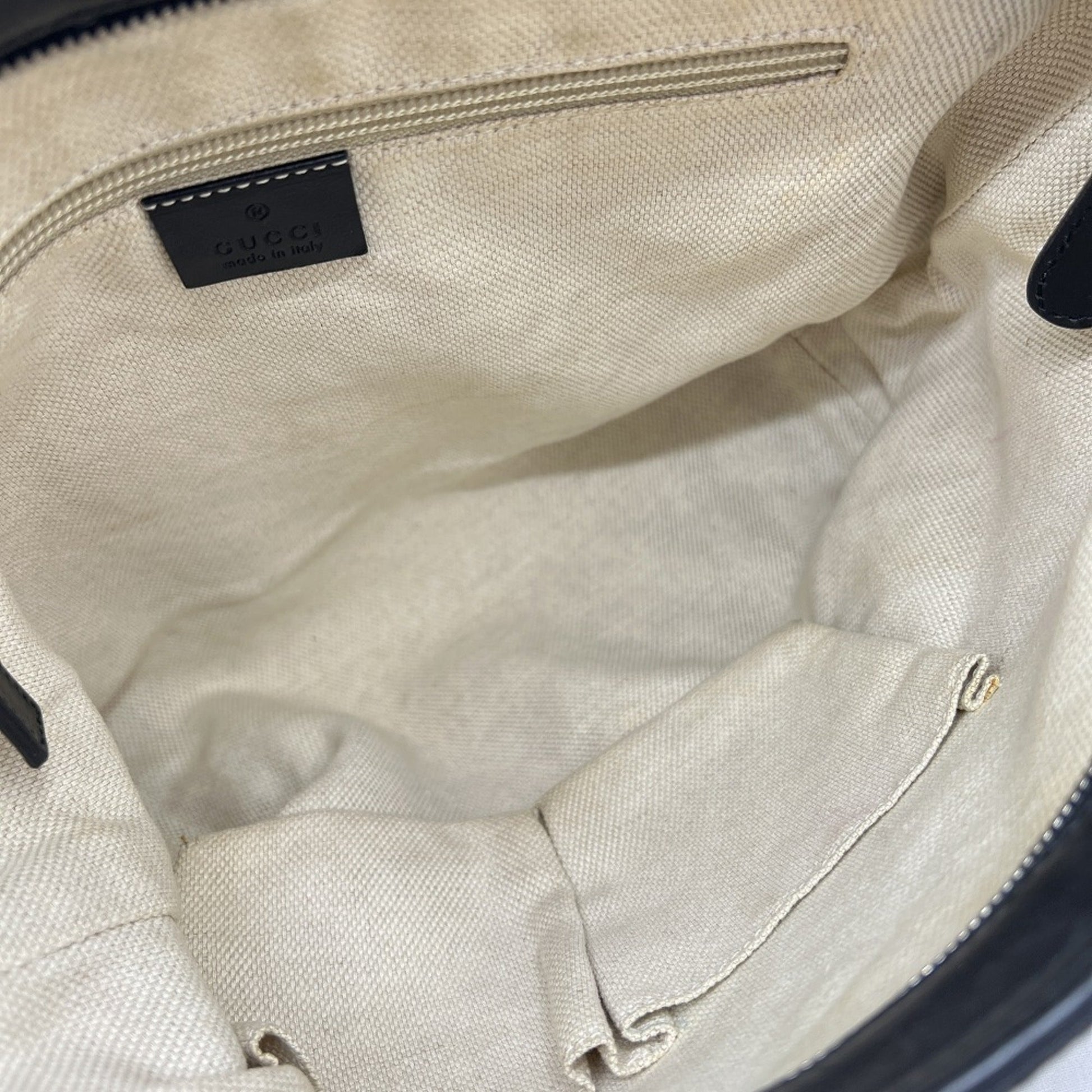 Gucci Black Gg Canvas Leather Shoulder Bag