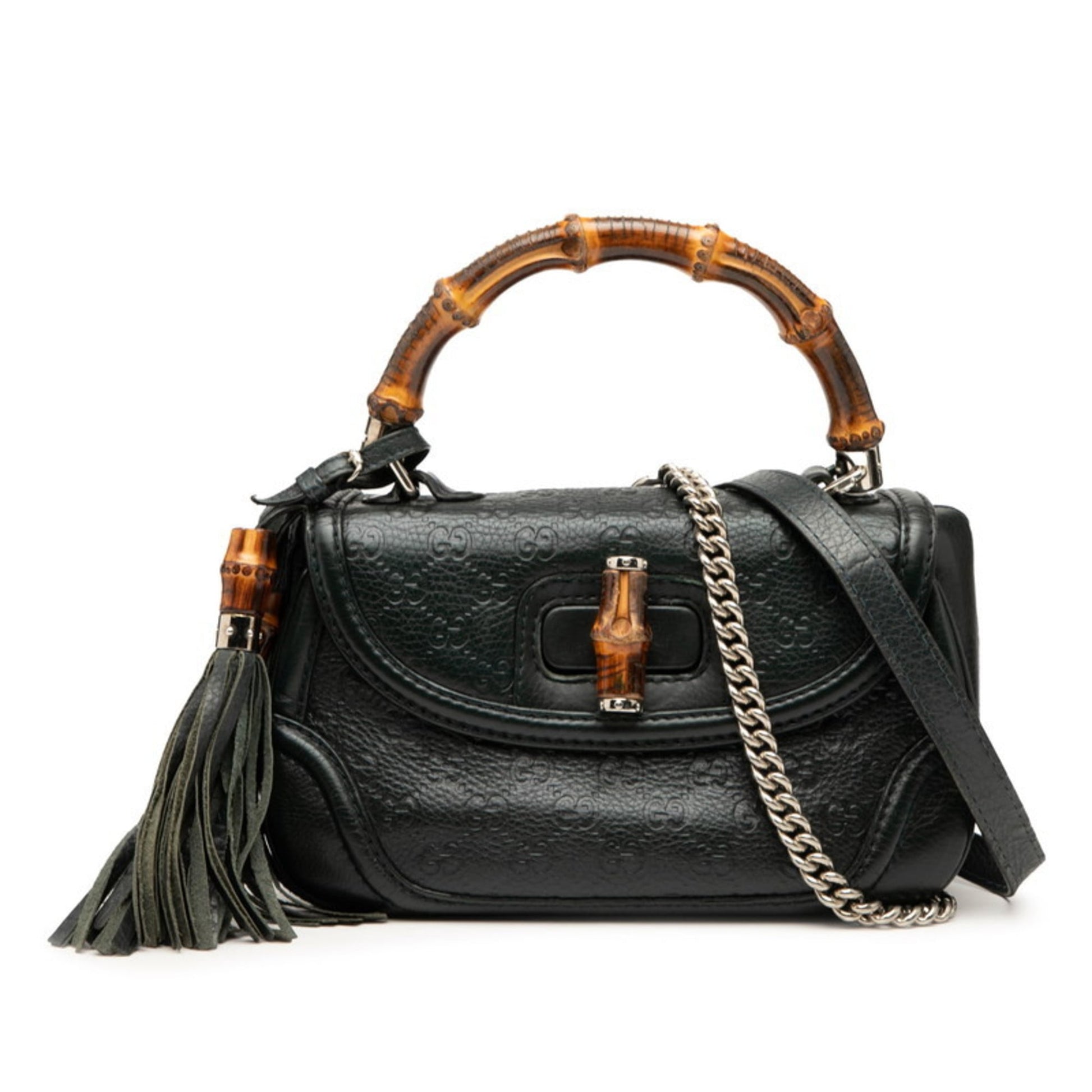 Gucci Green Leather Handbag Shoulder Bag