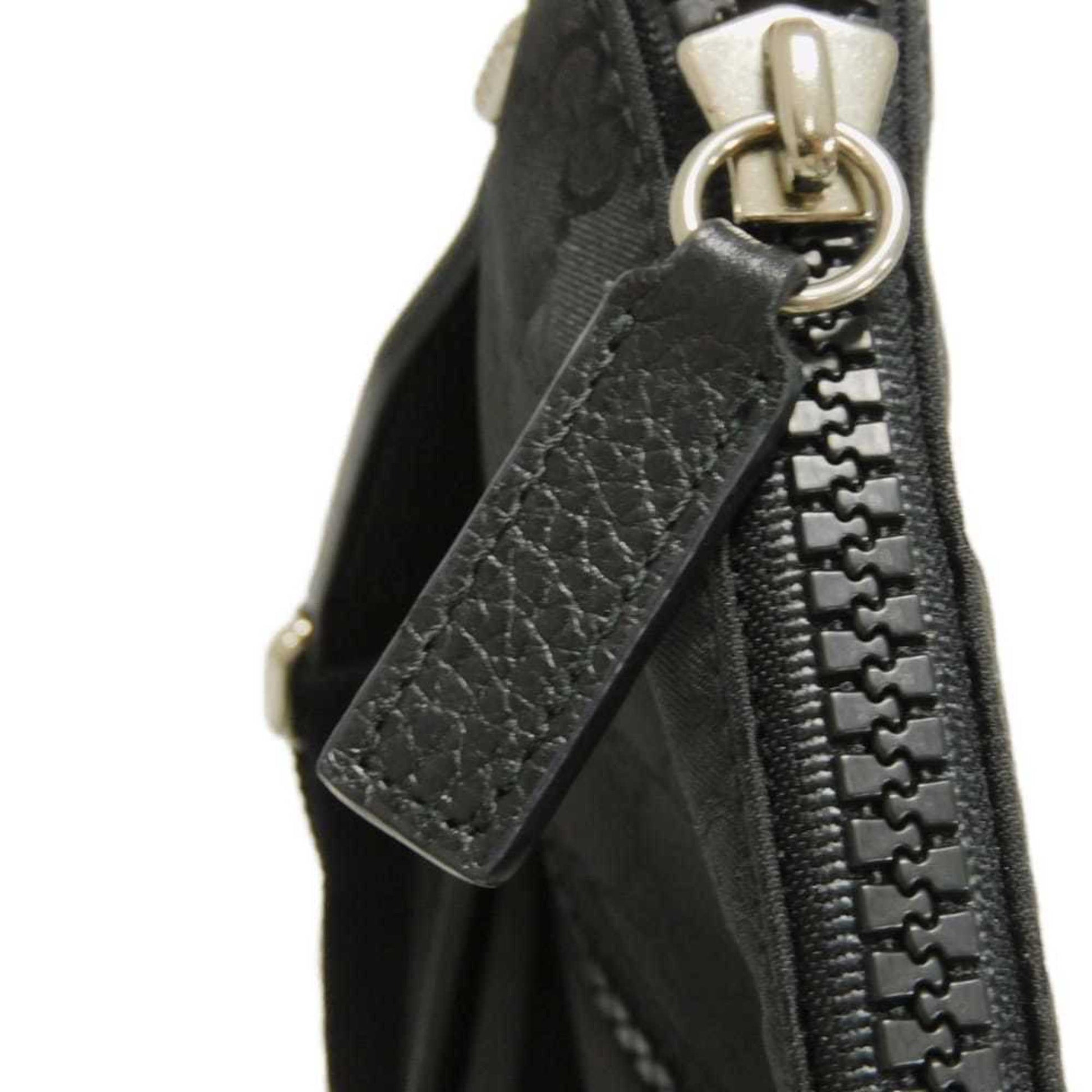 Gucci Black Nylon Gg Canvas Leather Messenger Bag Shoulder Bag
