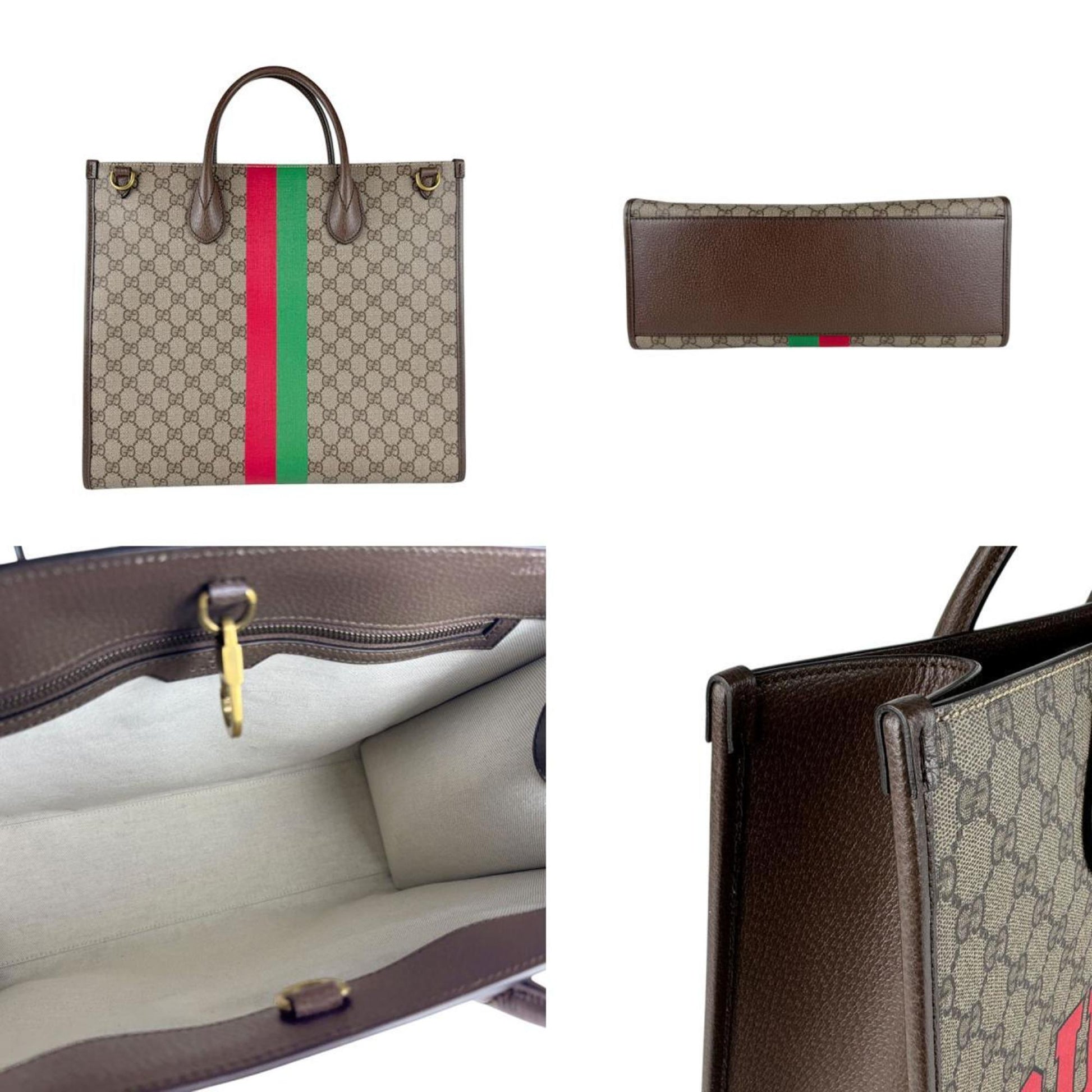 Gucci Brown Red Color Gg Supreme Handbag Shoulder Bag