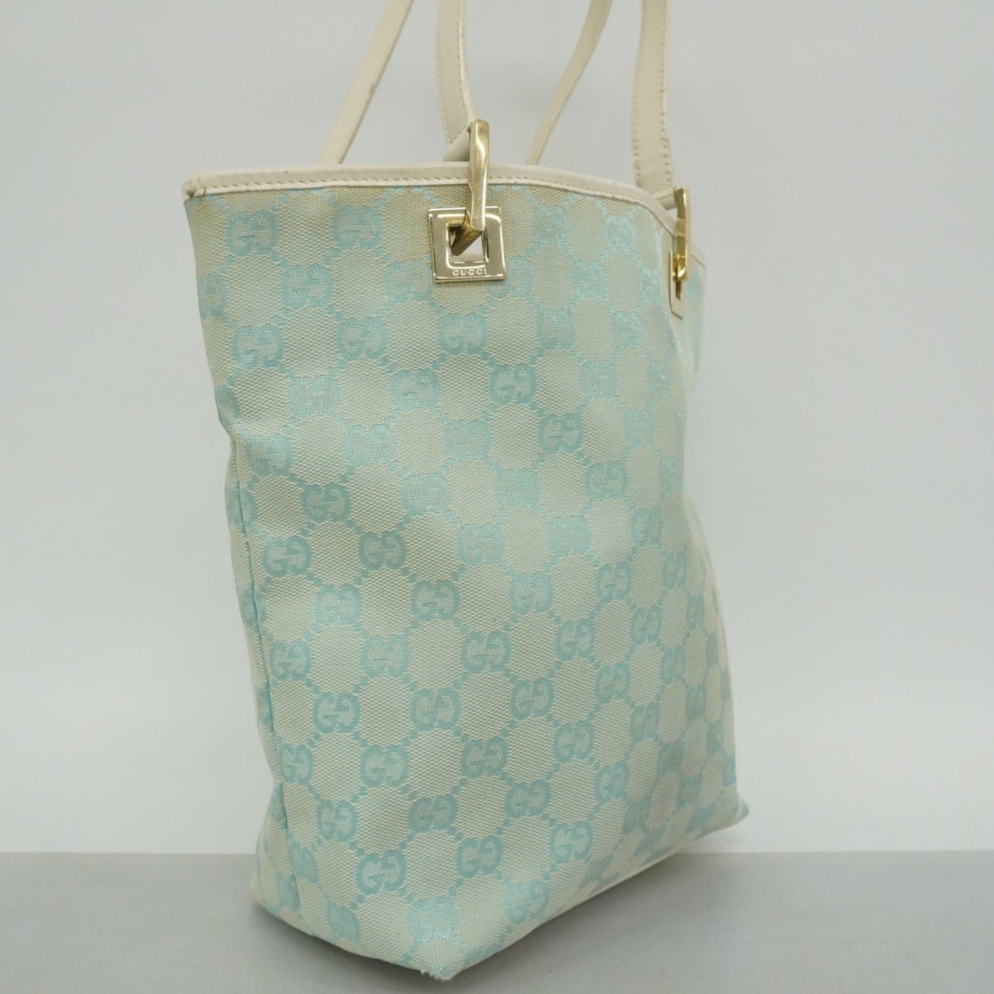 Gucci Light Blue White Canvas Tote Bag