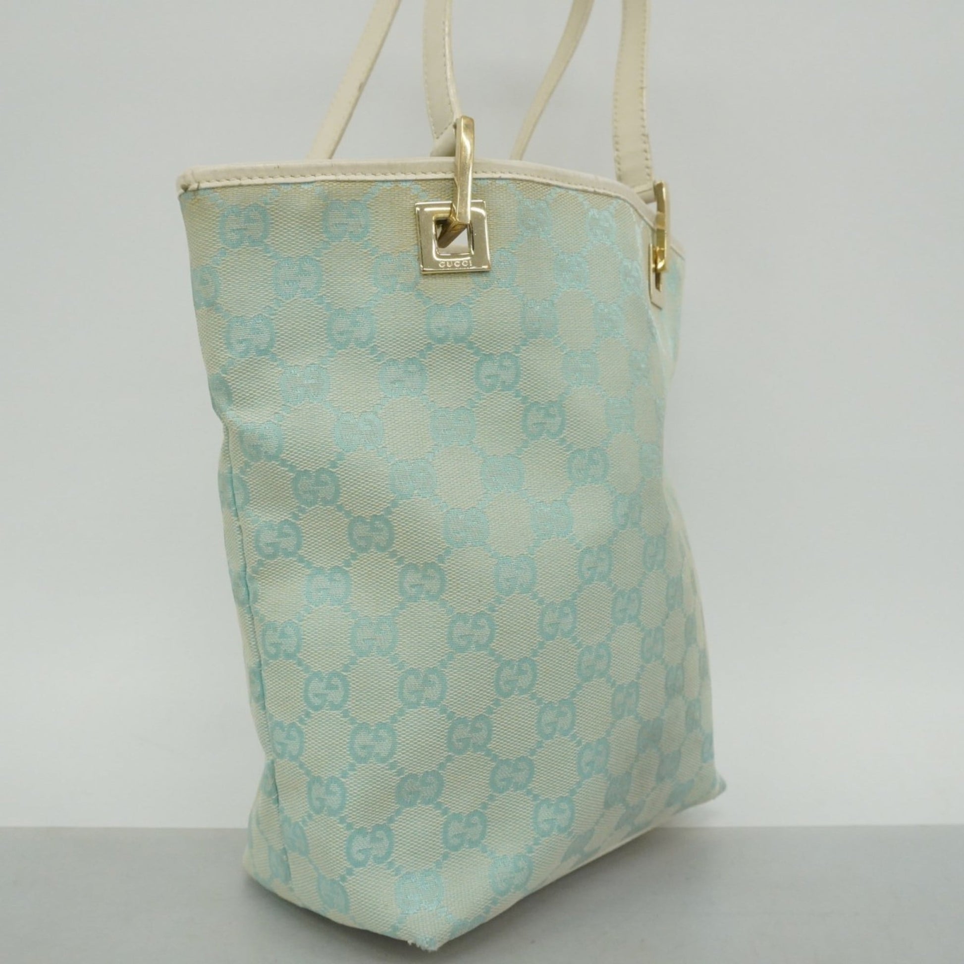 Gucci Light Blue White Canvas Tote Bag