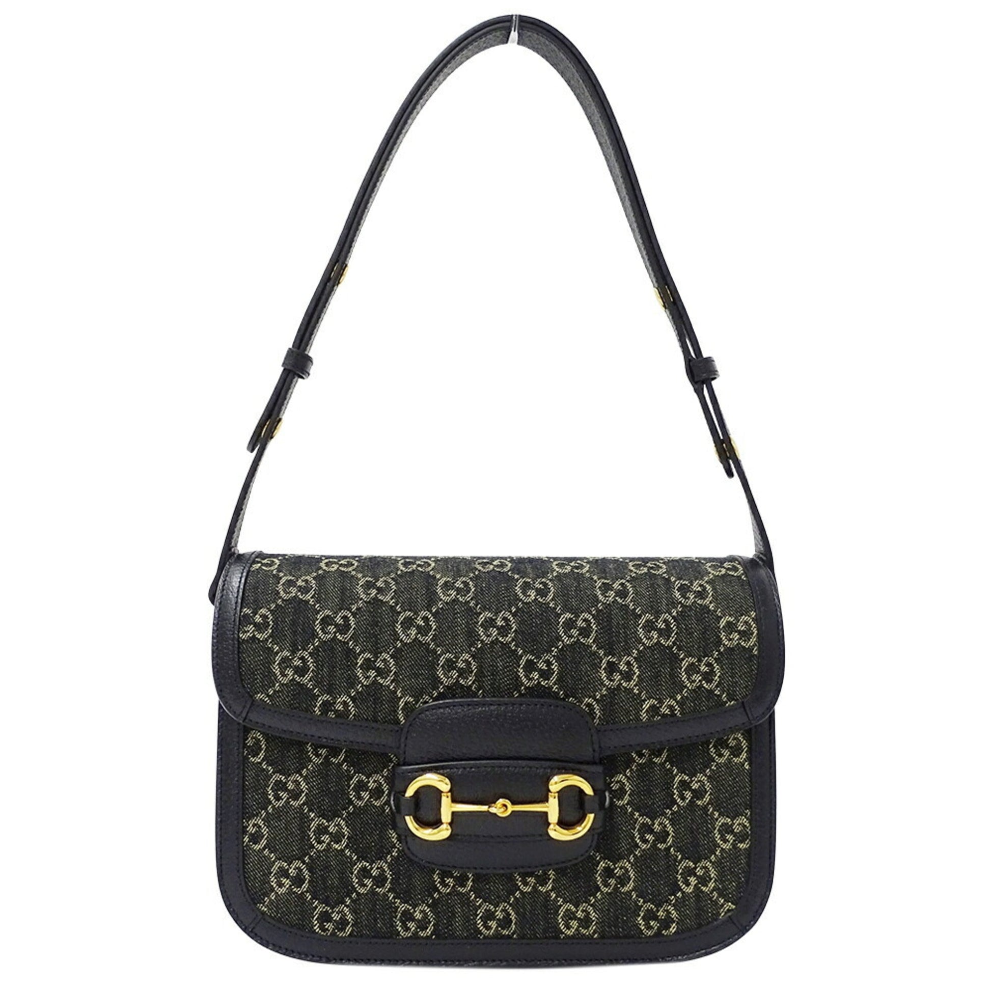 Gucci Horsebit Black Denim Shoulder Bag