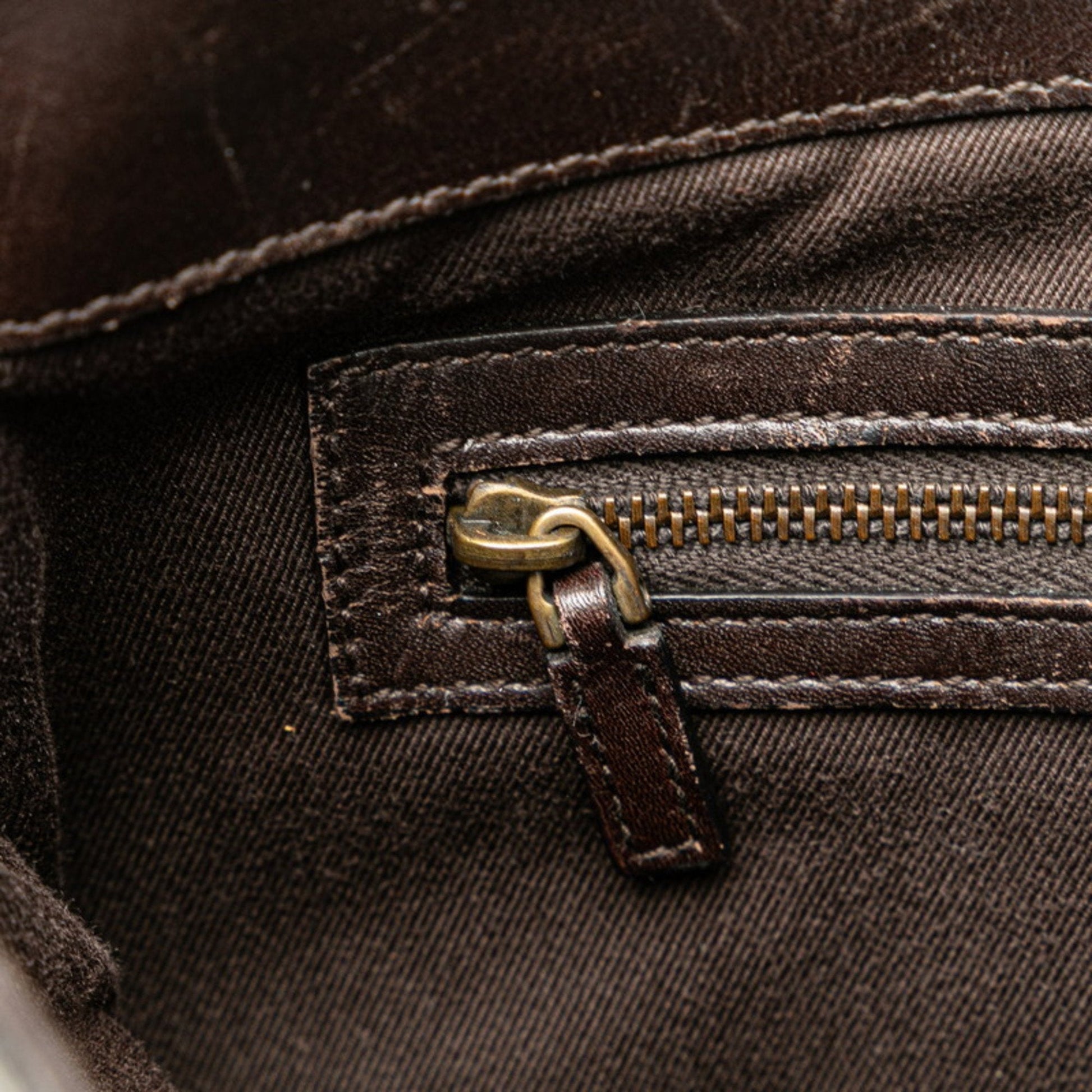 Gucci Beige Brown Canvas Leather Shoulder Bag