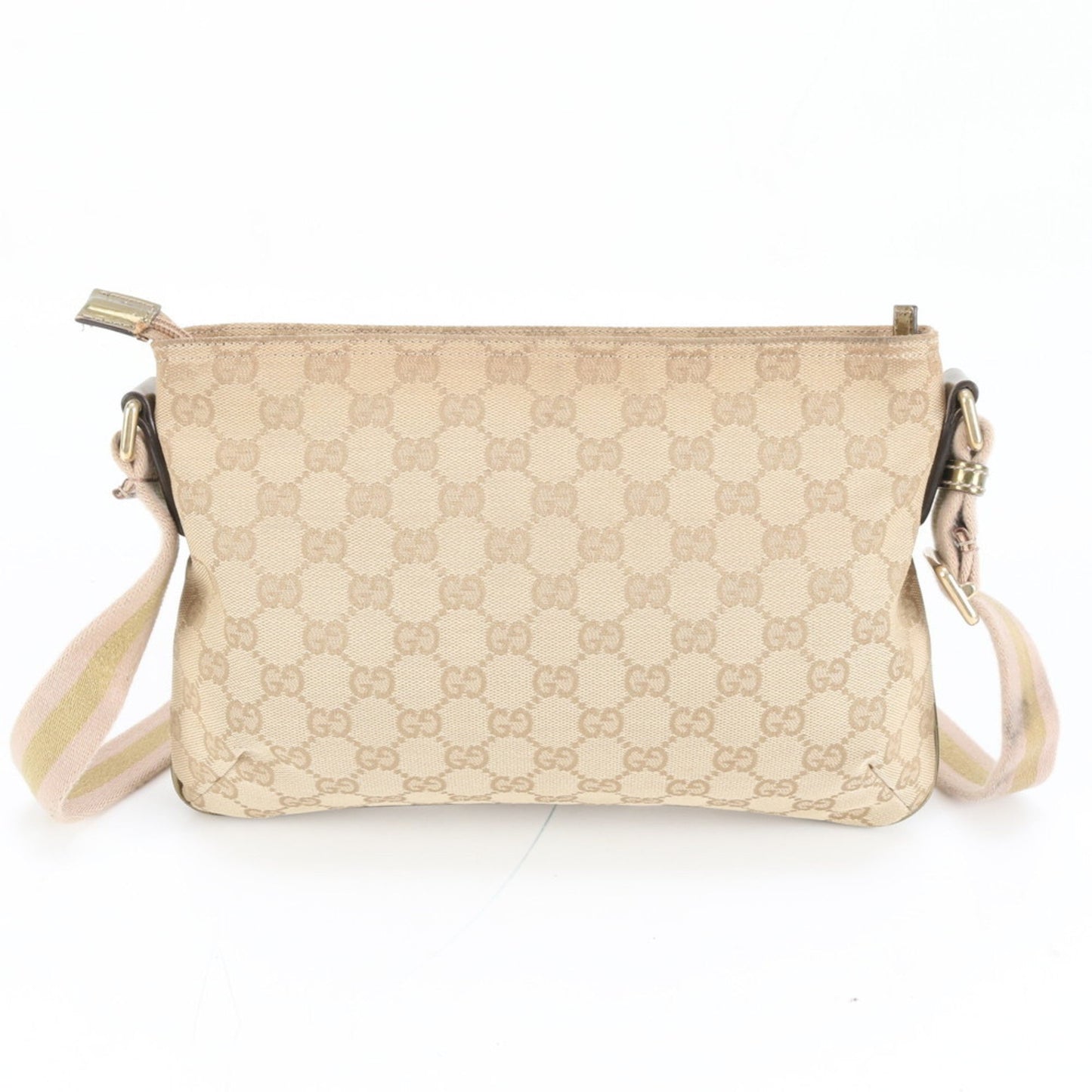 Gucci Beige Leather Canvas Shoulder Bag