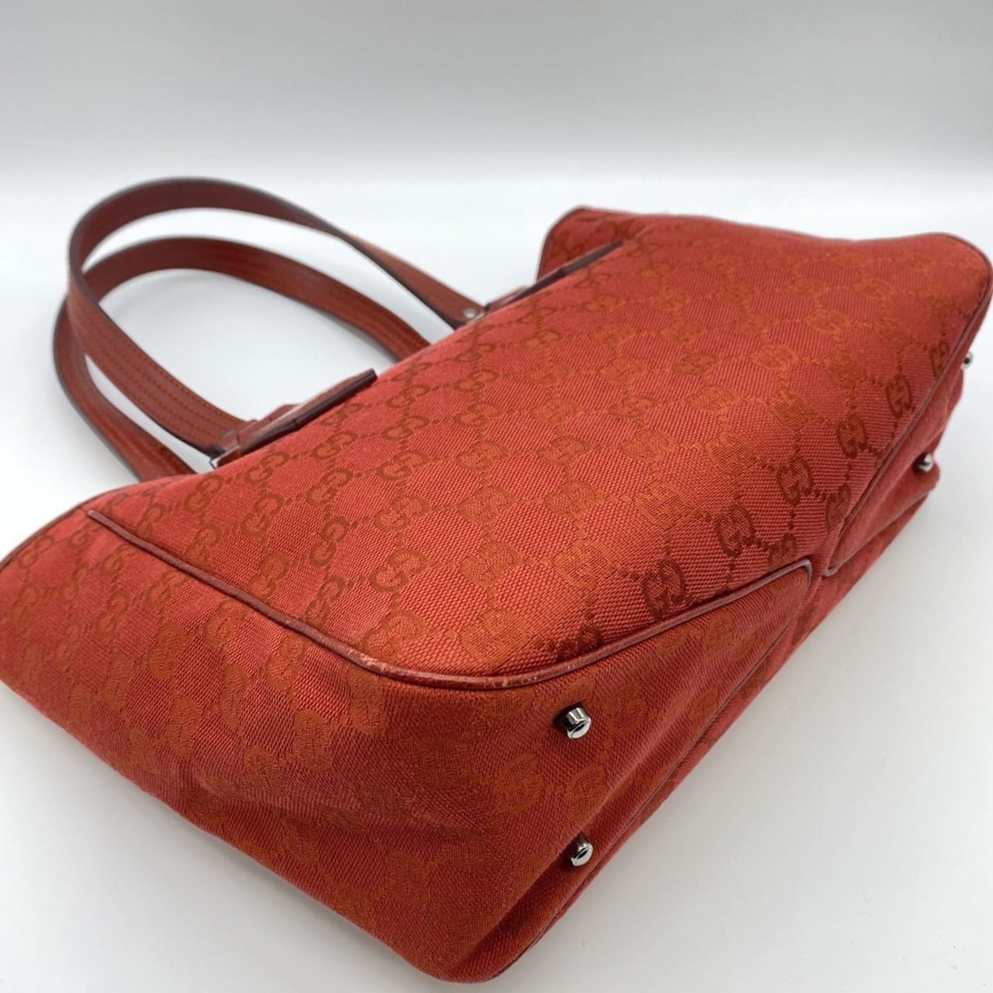 Gucci Red Color Gg Canvas Handbag Tote Bag