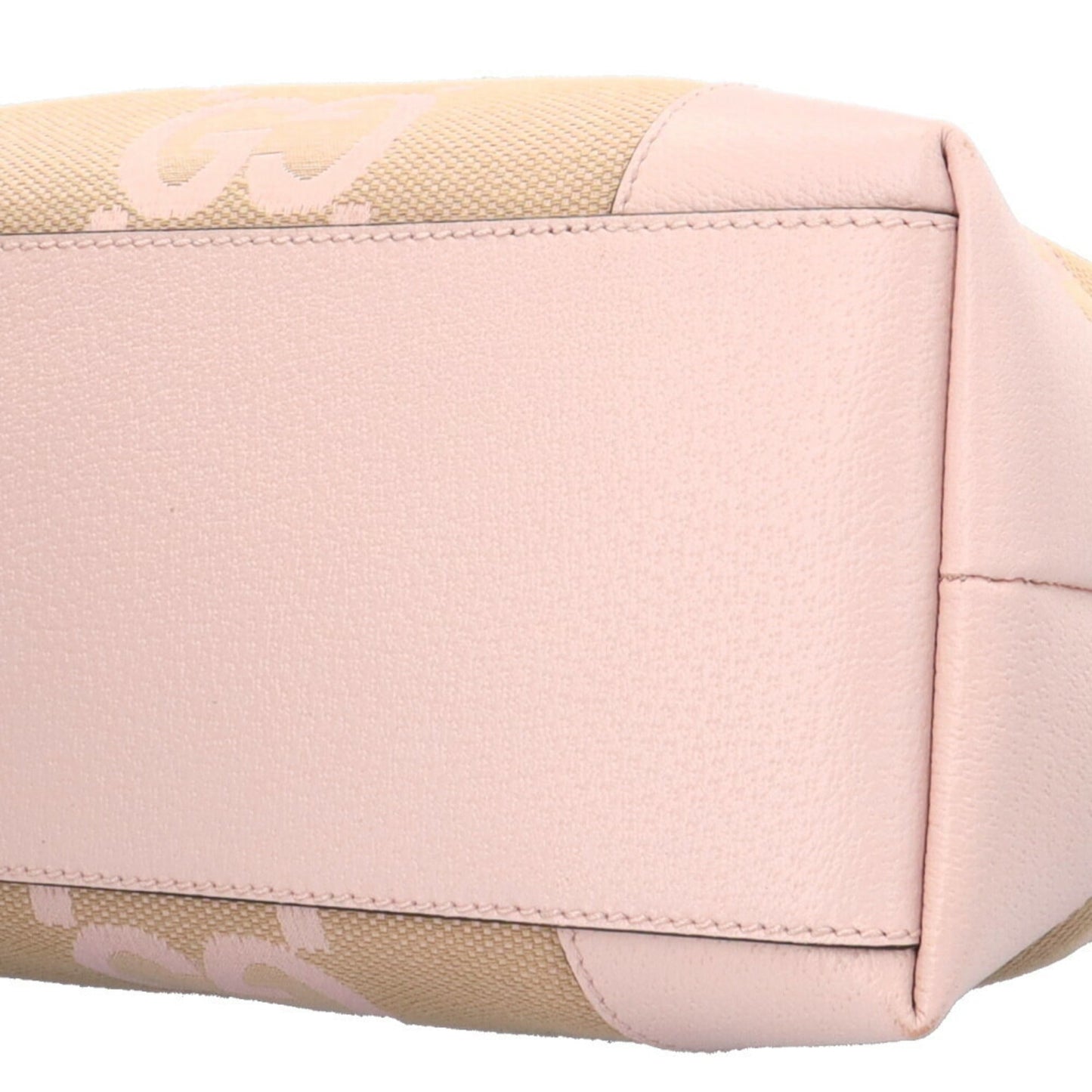 Gucci Beige Pink Canvas Leather Tote Bag