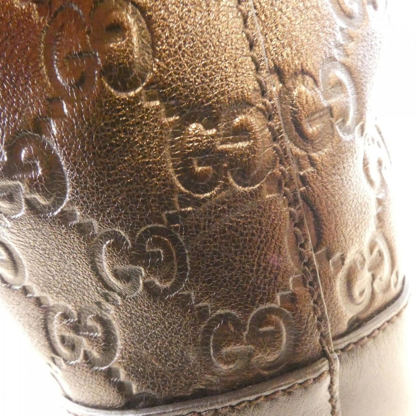 Gucci Bronze Brown Gg Leather Leather Shoulder Bag