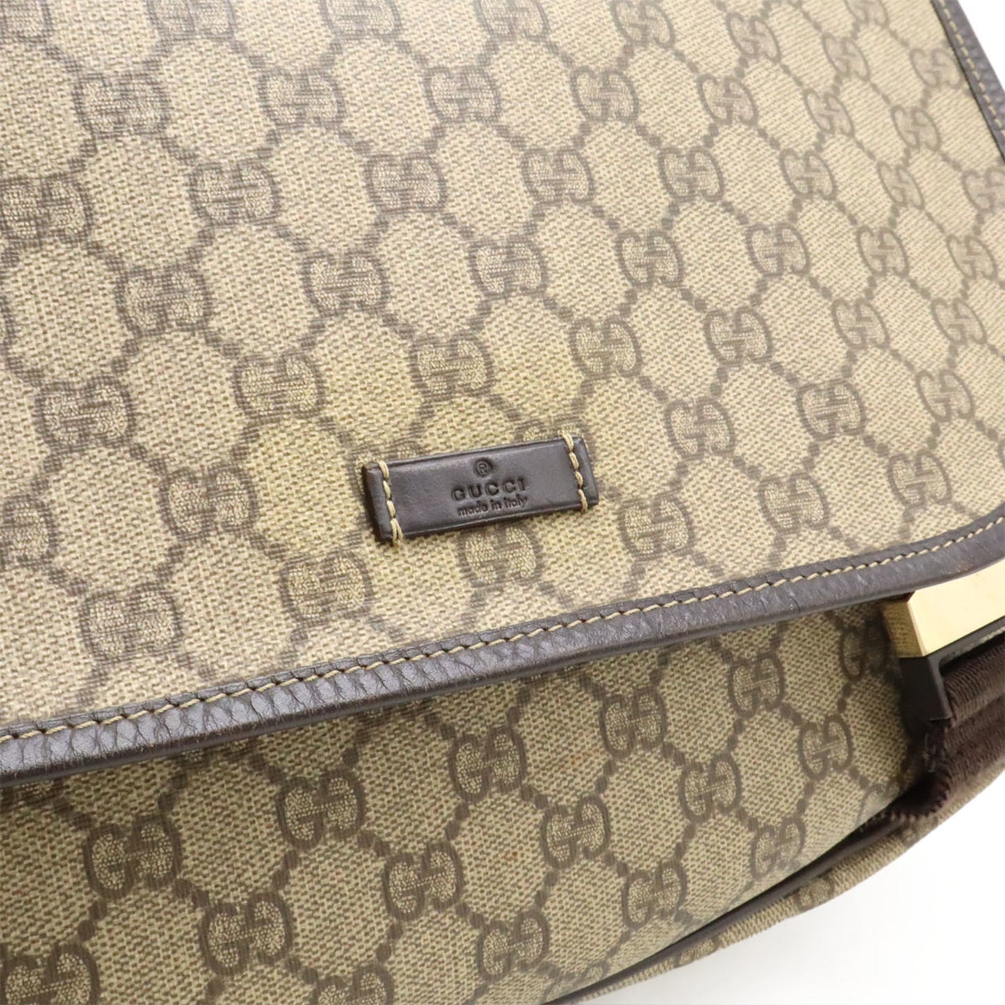 Gucci Beige Dark Brown Gg Supreme Leather Shoulder Bag