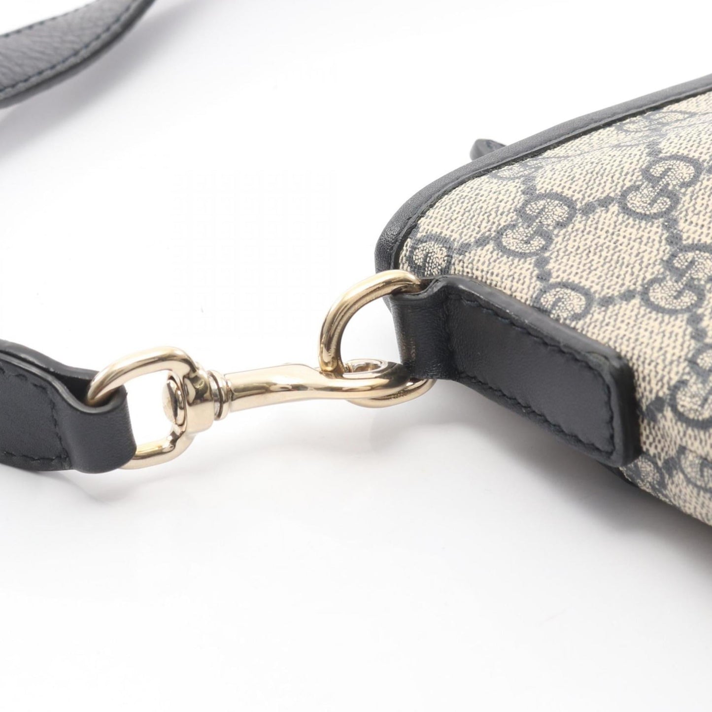 Gucci Beige Navy Gg Supreme Leather Shoulder Bag