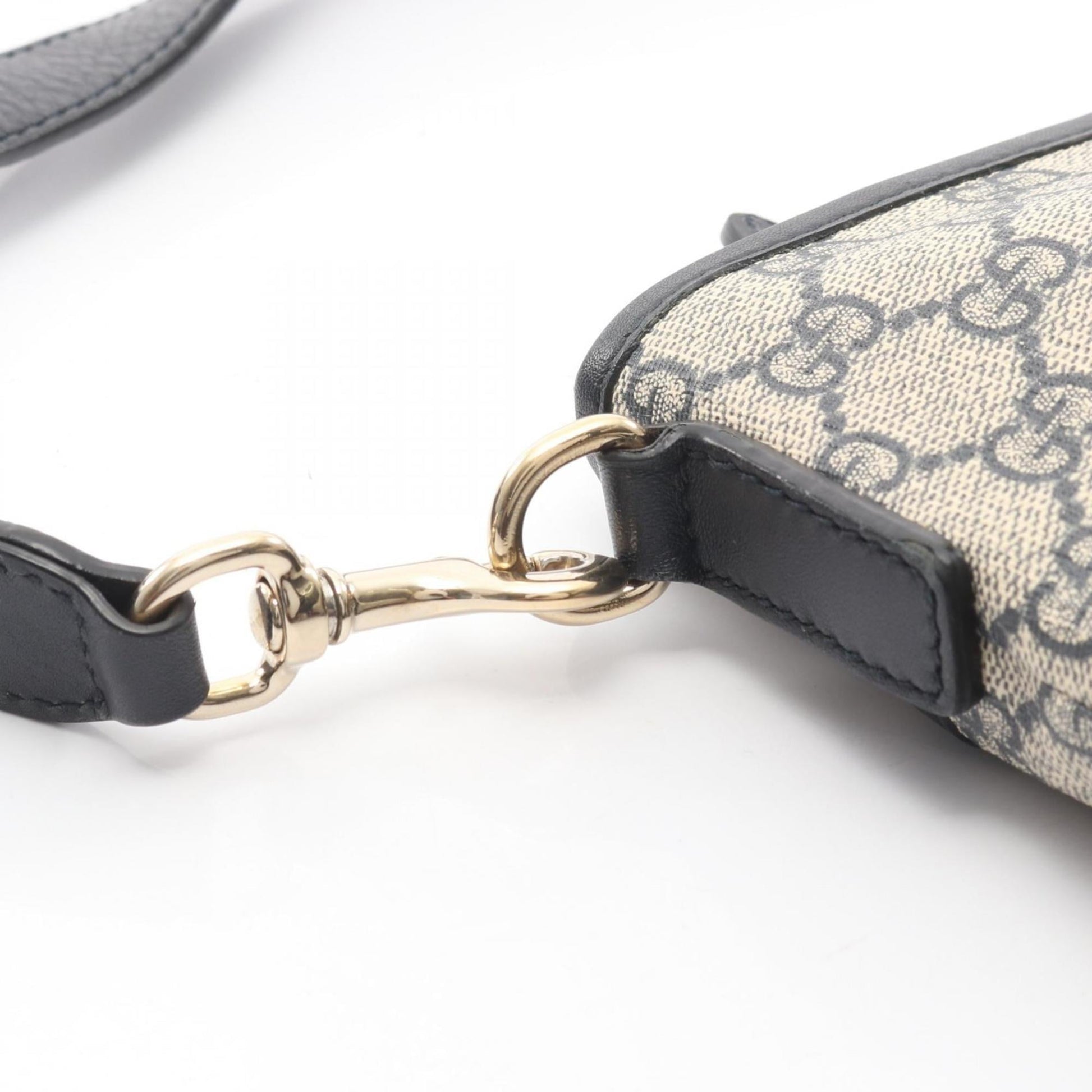 Gucci Beige Navy Gg Supreme Leather Shoulder Bag