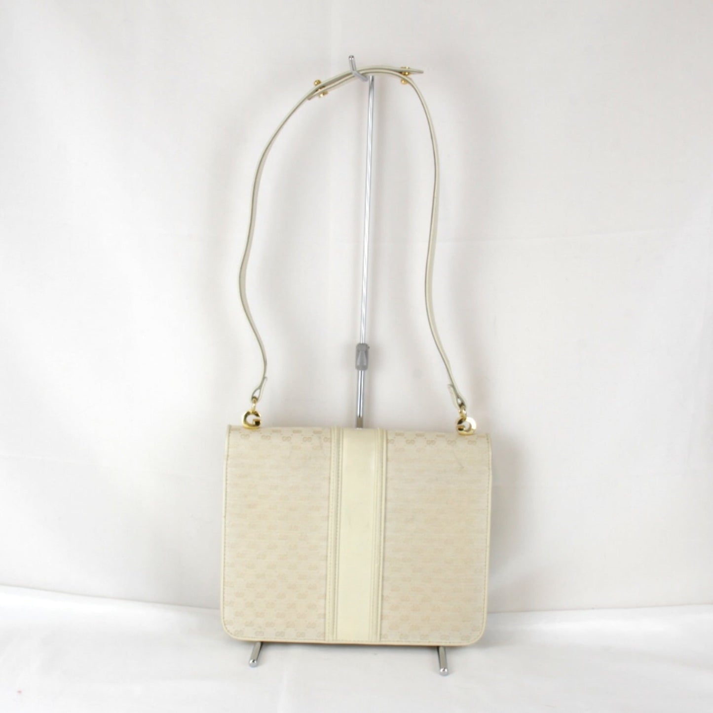Gucci Microguccissima White Canvas Leather Shoulder Bag