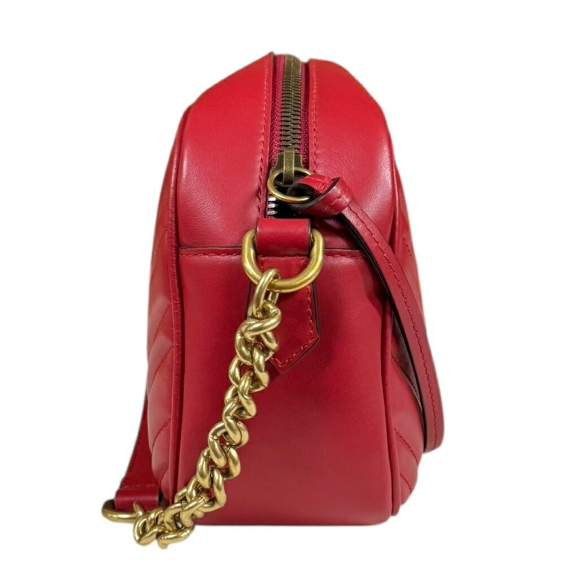 Gucci Gg Marmont Red Color Leather Shoulder Bag