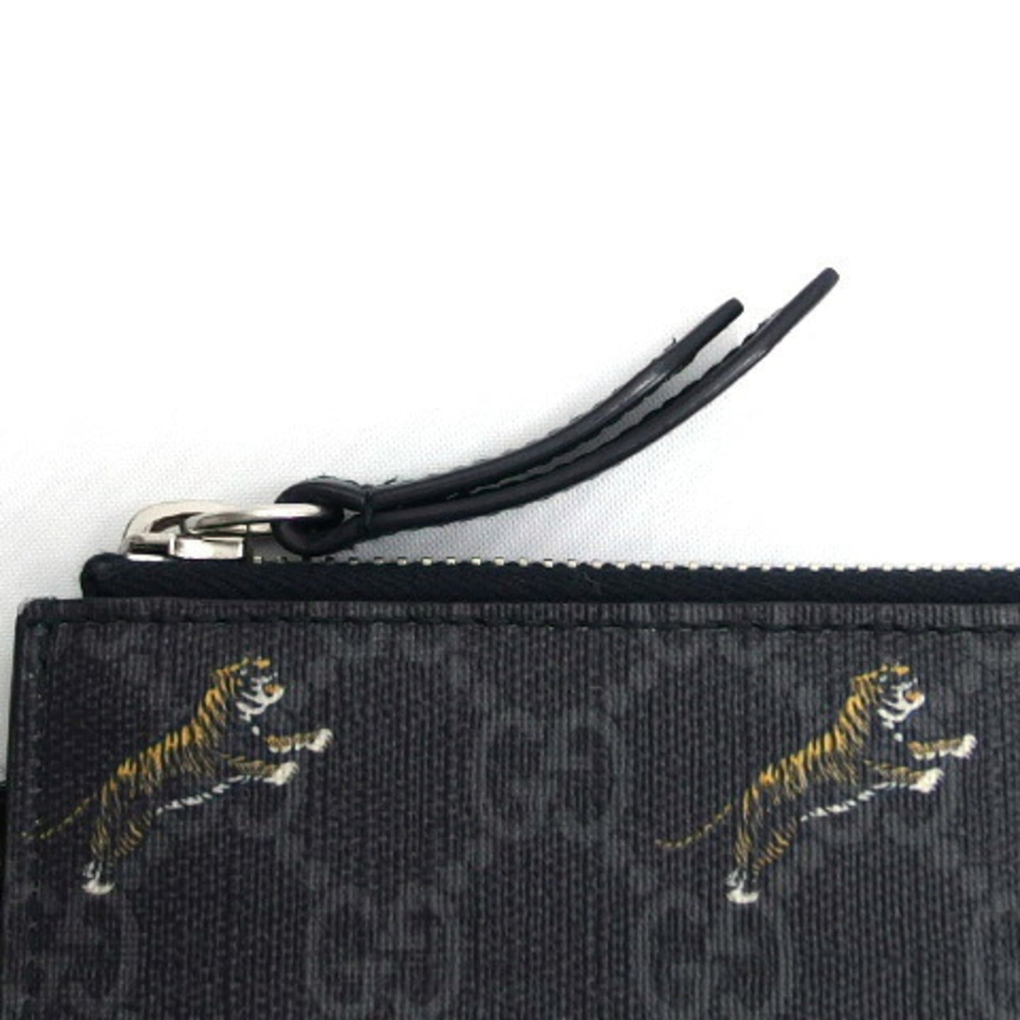 Gucci Black Charcoal Gray Yellow Coated Canvas Leather Clutch Bag Pouch