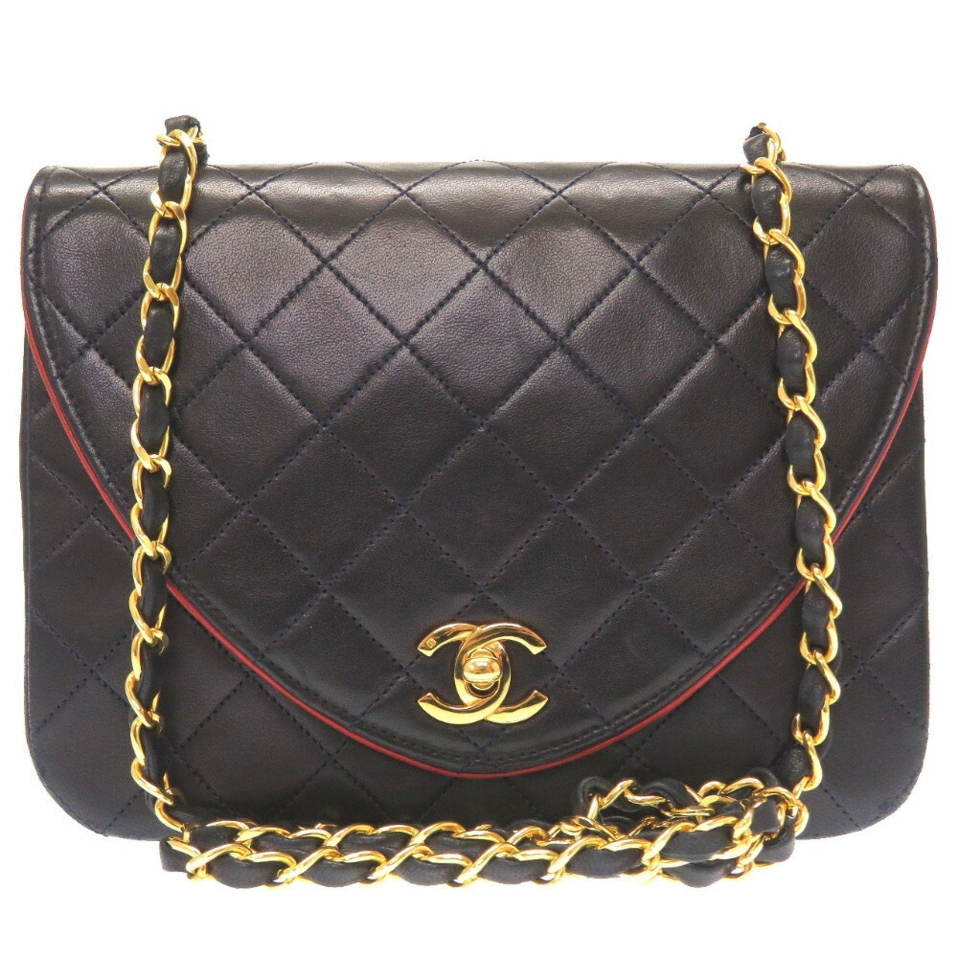 Chanel matelasse lambskin navy (6 digits) gold chain shoulder bag coco mark turnlock blue