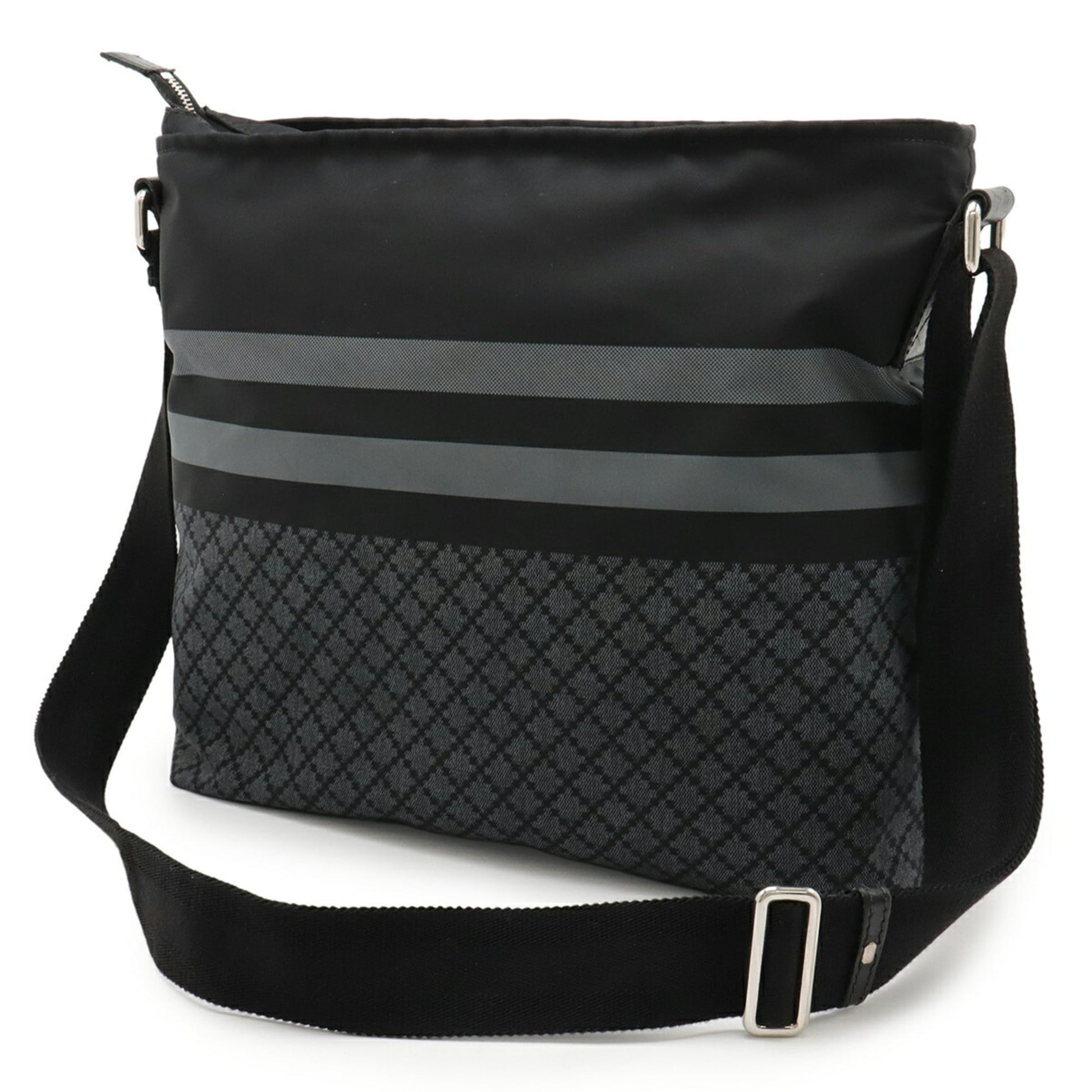 Gucci Black Gray Nylon Leather Shoulder Bag