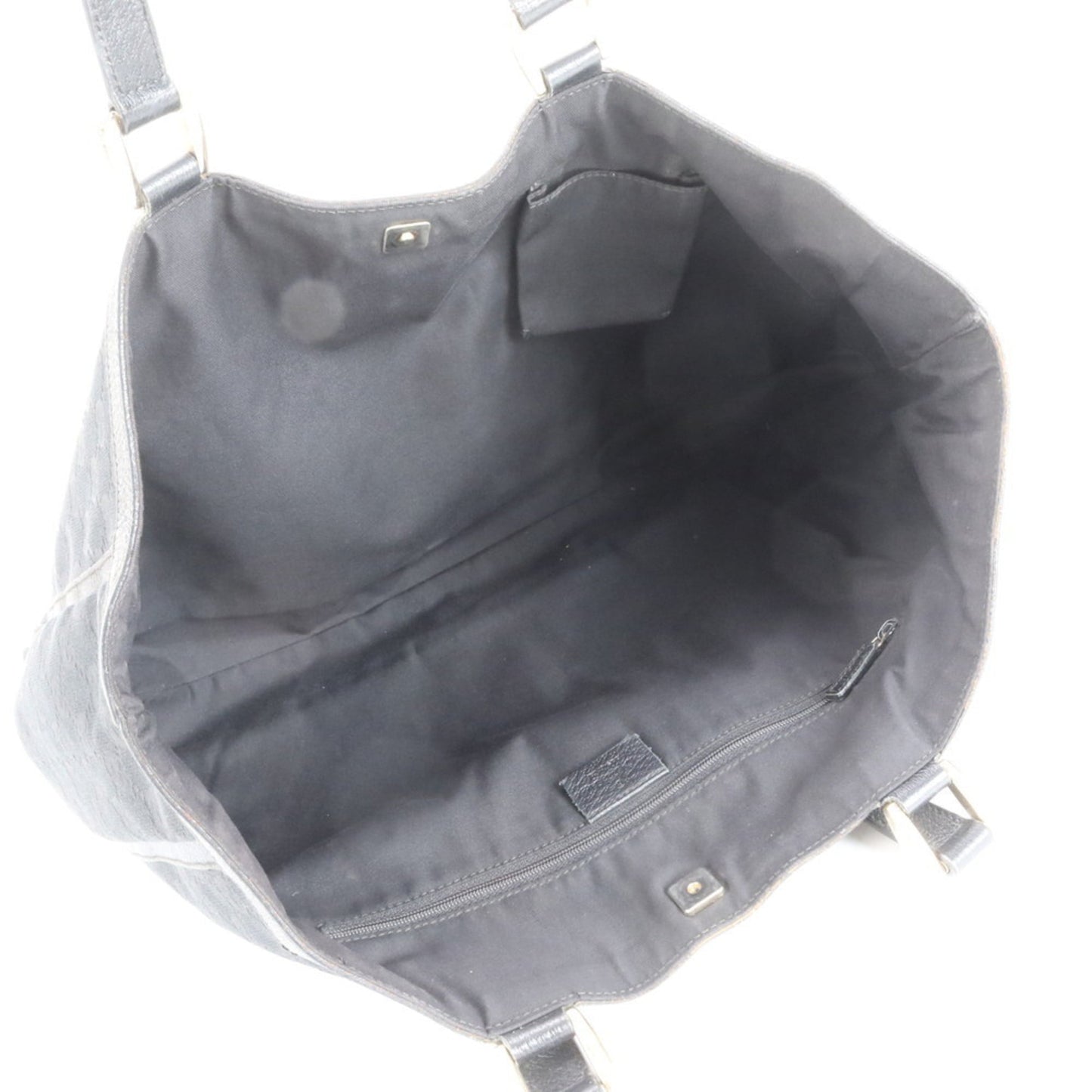 Gucci Black Leather Canvas Tote Bag
