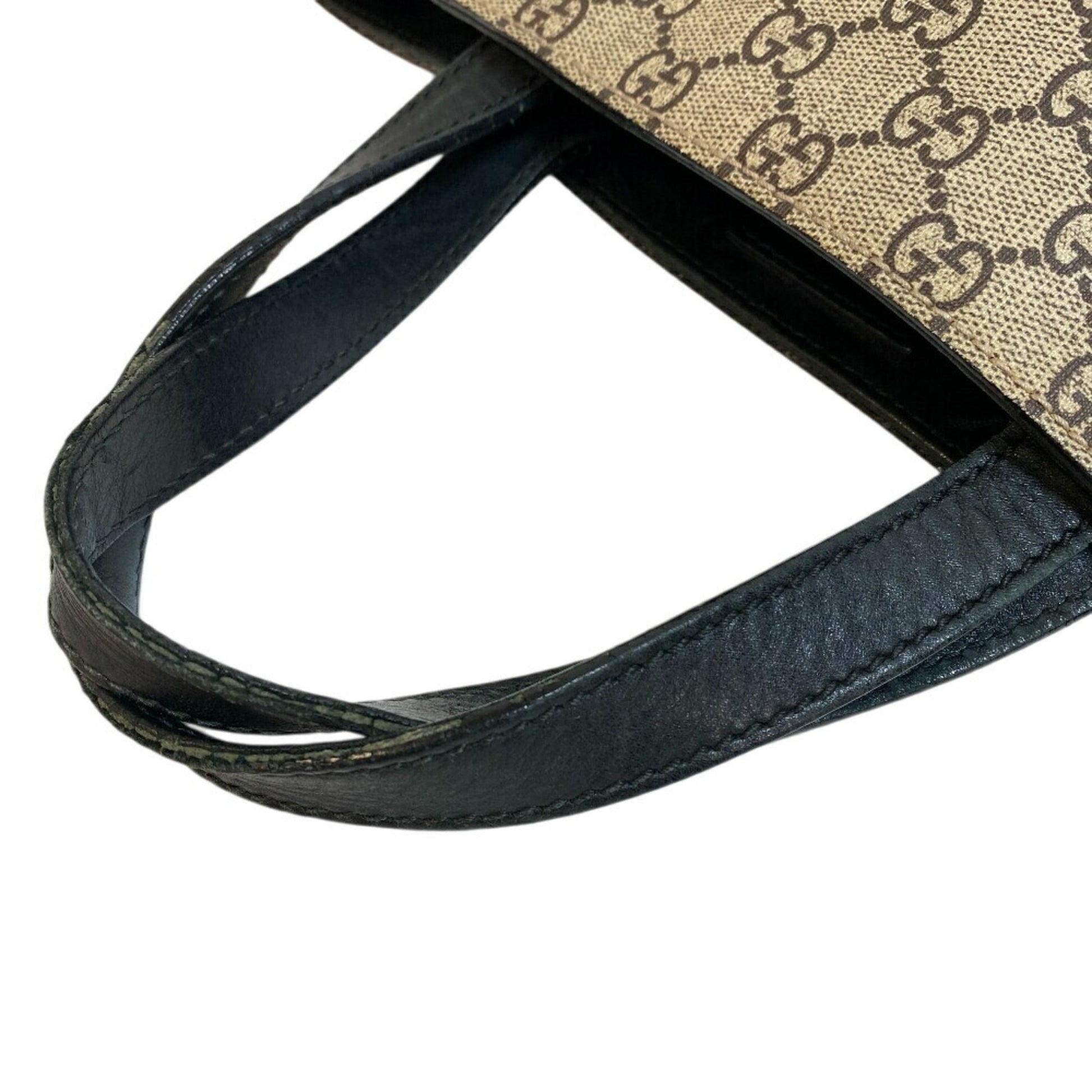 Gucci Beige Black Pvc Leather Tote Bag