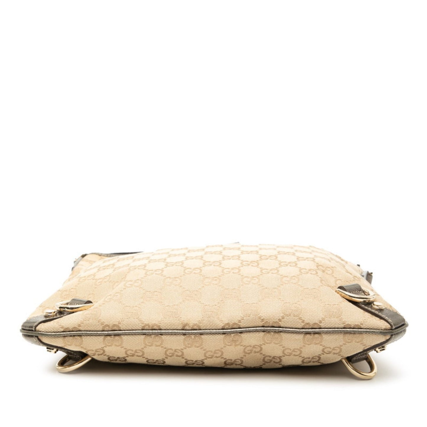 Gucci Beige Brown Canvas Leather Shoulder Bag