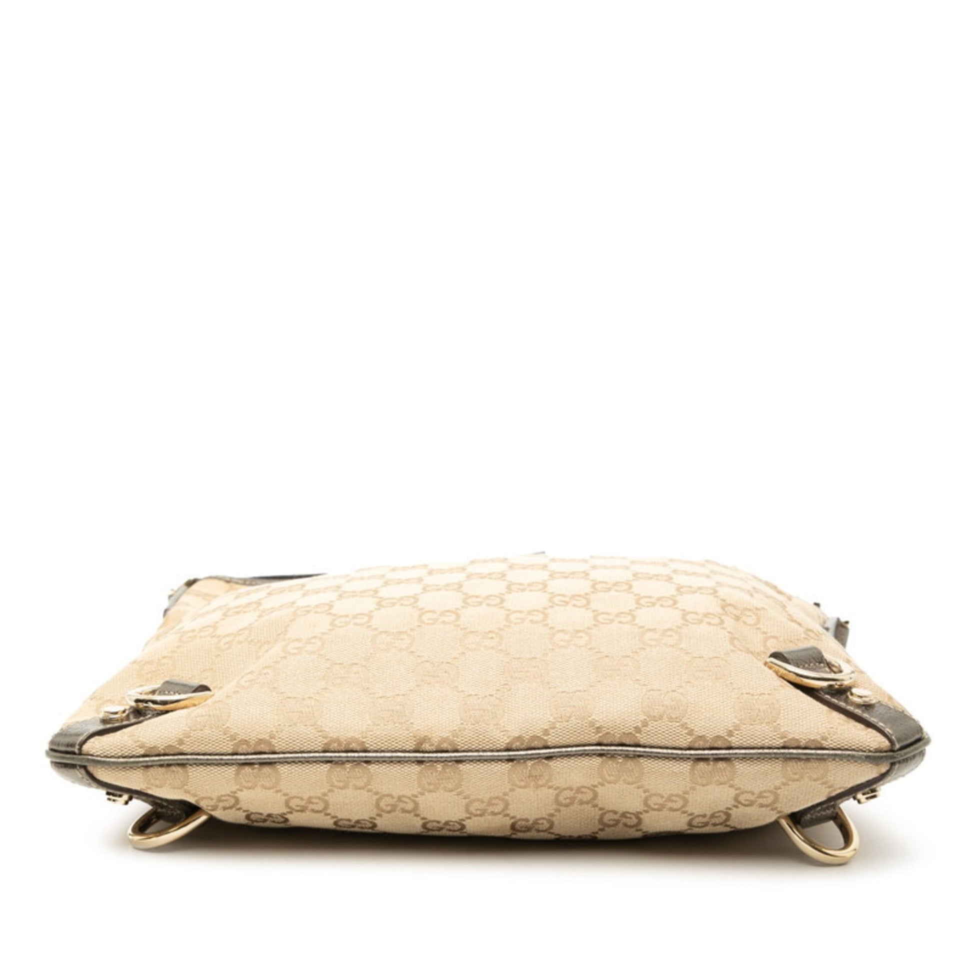 Gucci Beige Brown Canvas Leather Shoulder Bag