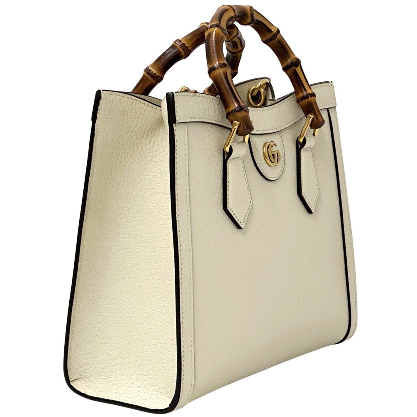 Gucci Bamboo White Leather Handbag Shoulder Bag