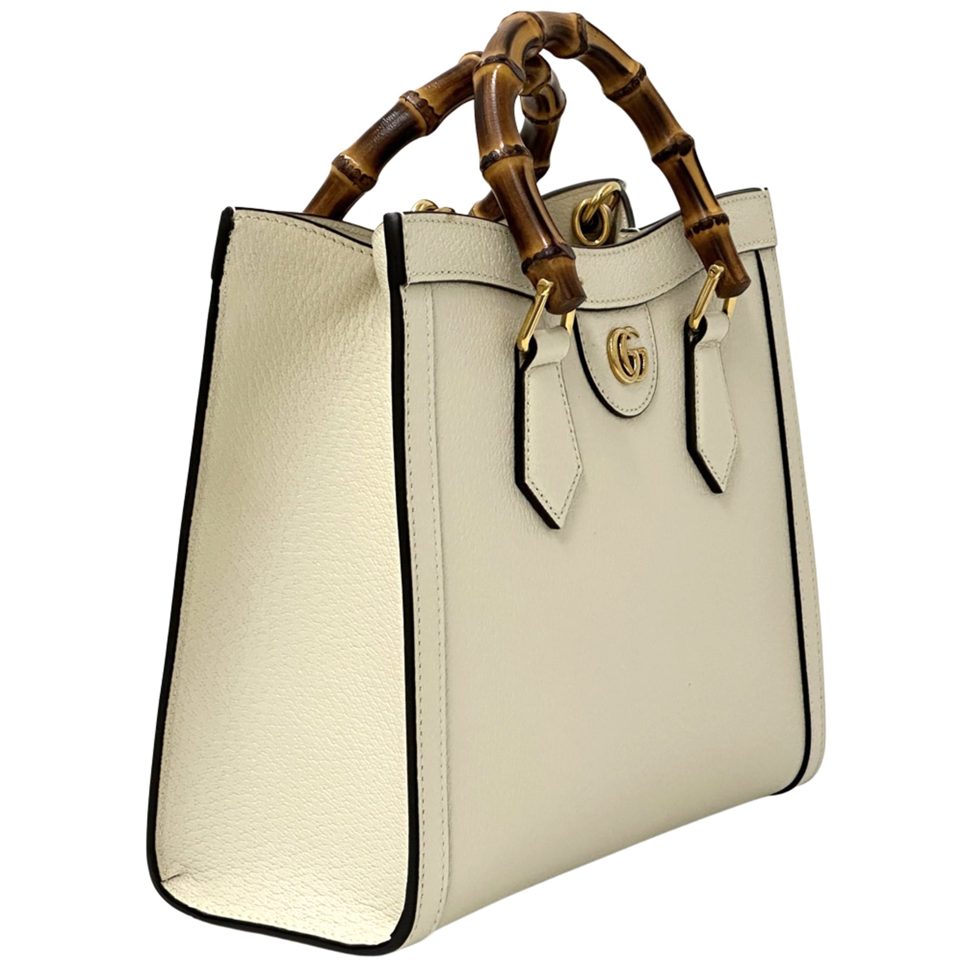 Gucci Bamboo White Leather Handbag Shoulder Bag
