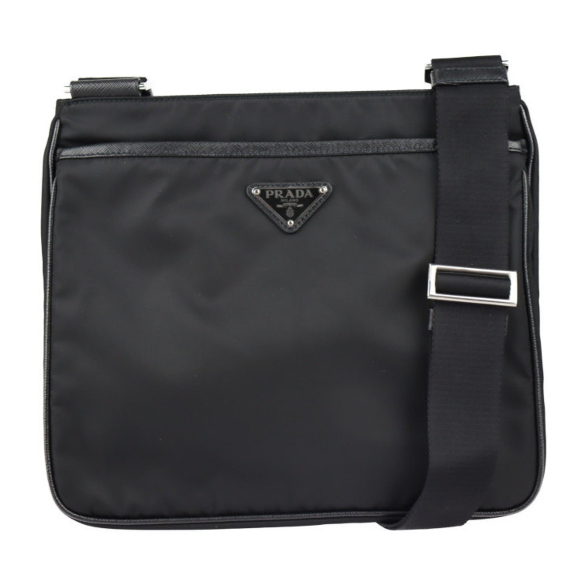 Prada Shoulder Bag Fittings Nylon Metal Black