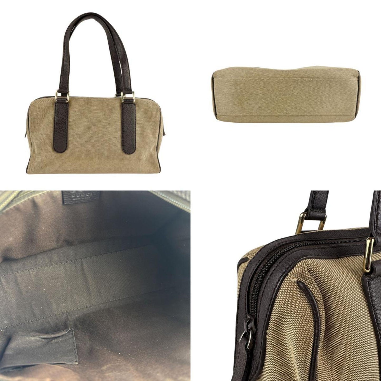 Gucci Brown Canvas Leather Handbag
