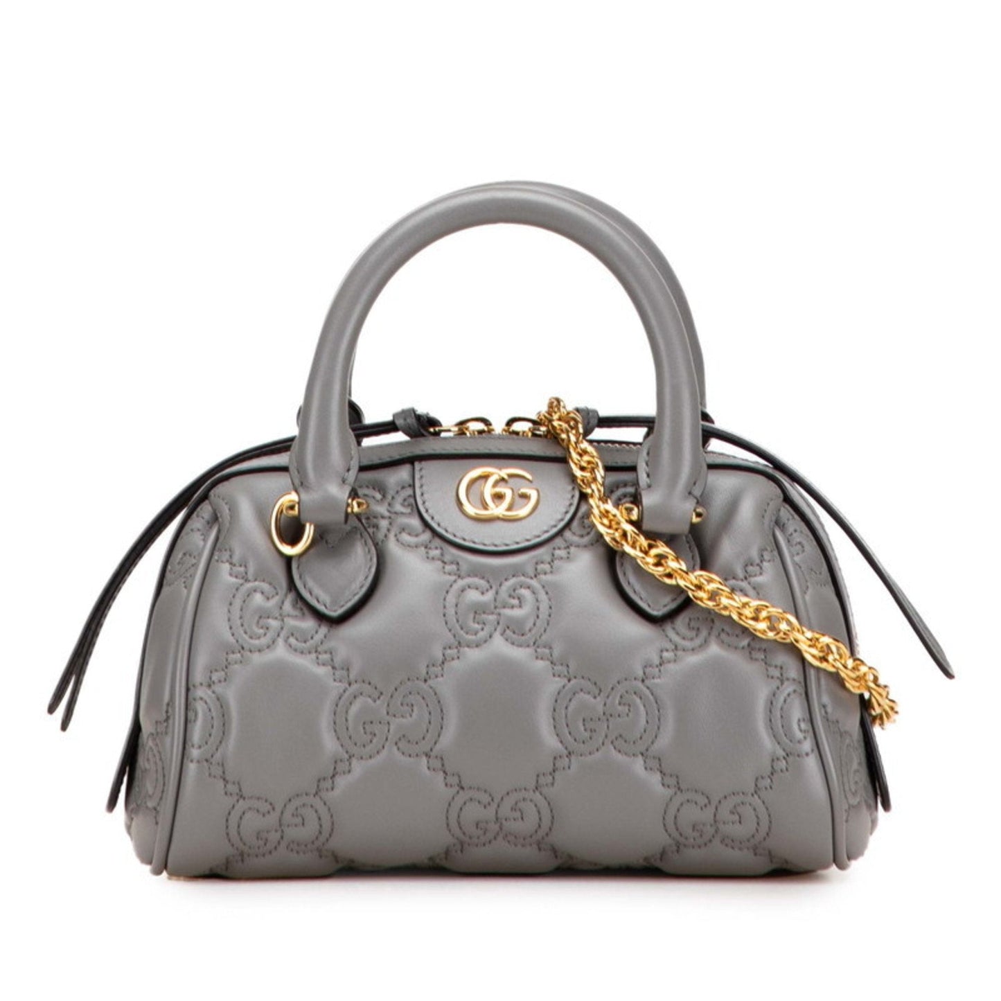 Gucci Gray Leather Boston Bag Shoulder Bag