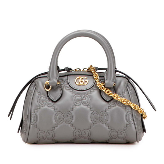 Gucci Gray Leather Boston Bag Shoulder Bag