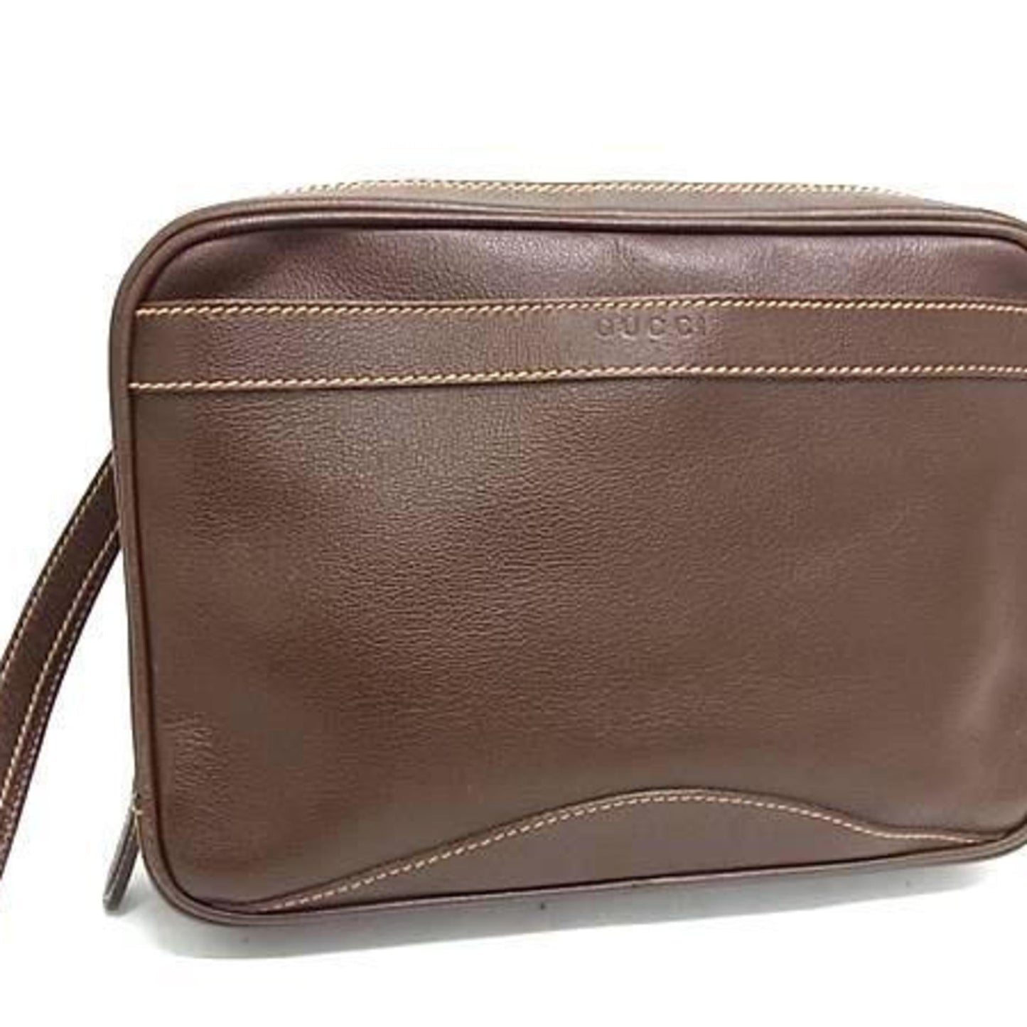 Gucci Brown Leather Clutch Bag Handbag
