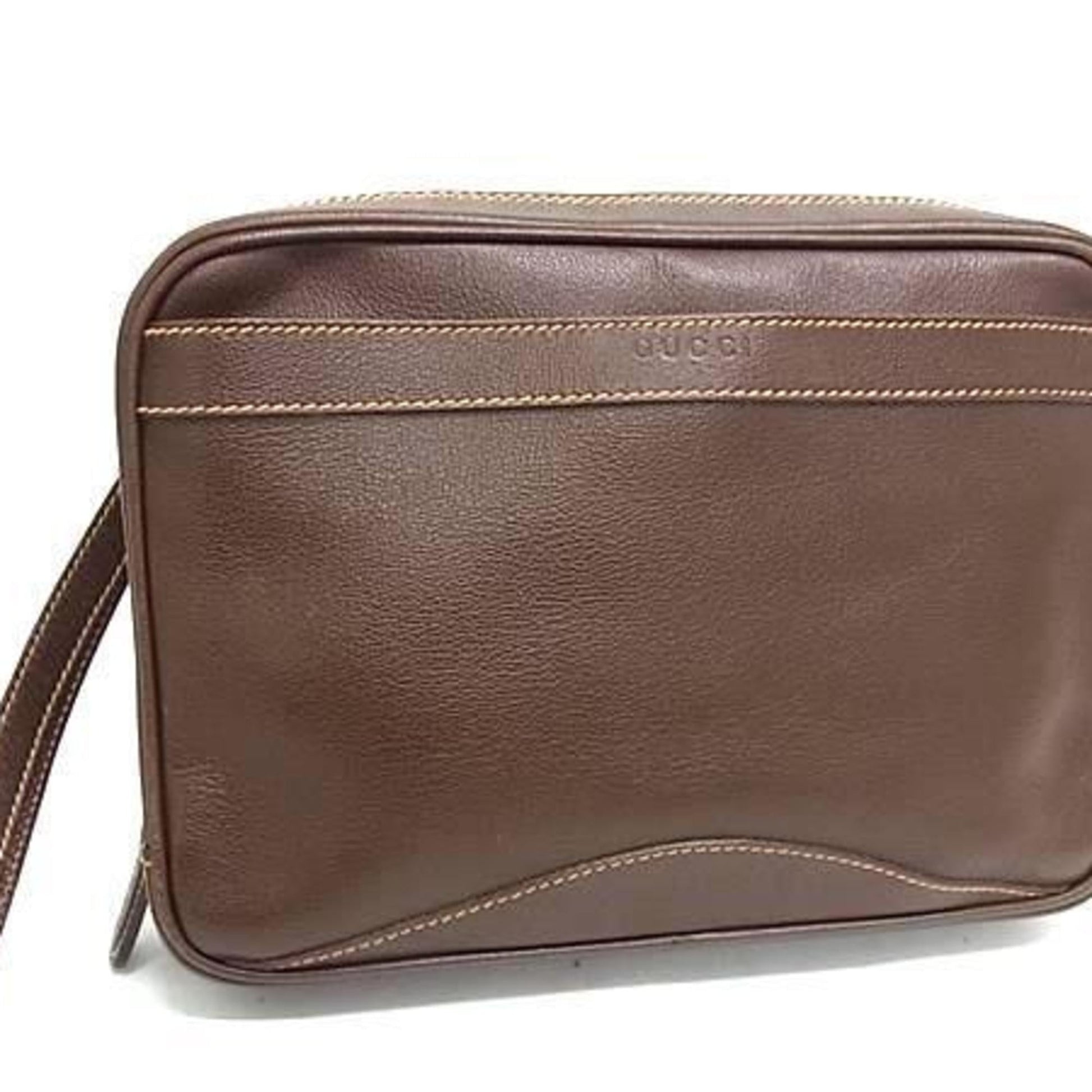 Gucci Brown Leather Clutch Bag Handbag