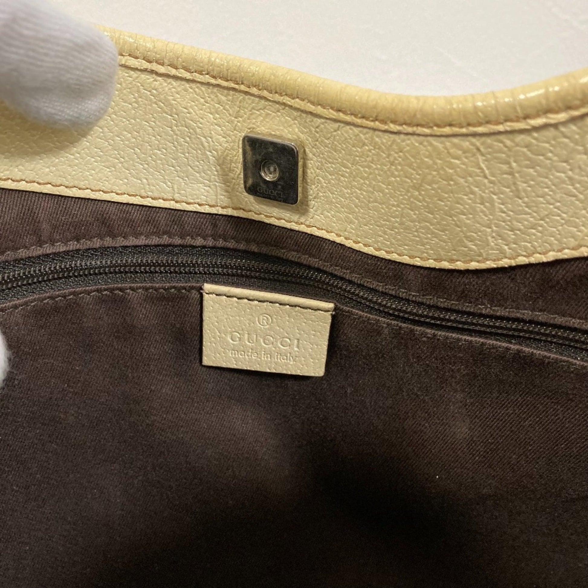 Gucci Beige Gg Canvas Leather Handbag