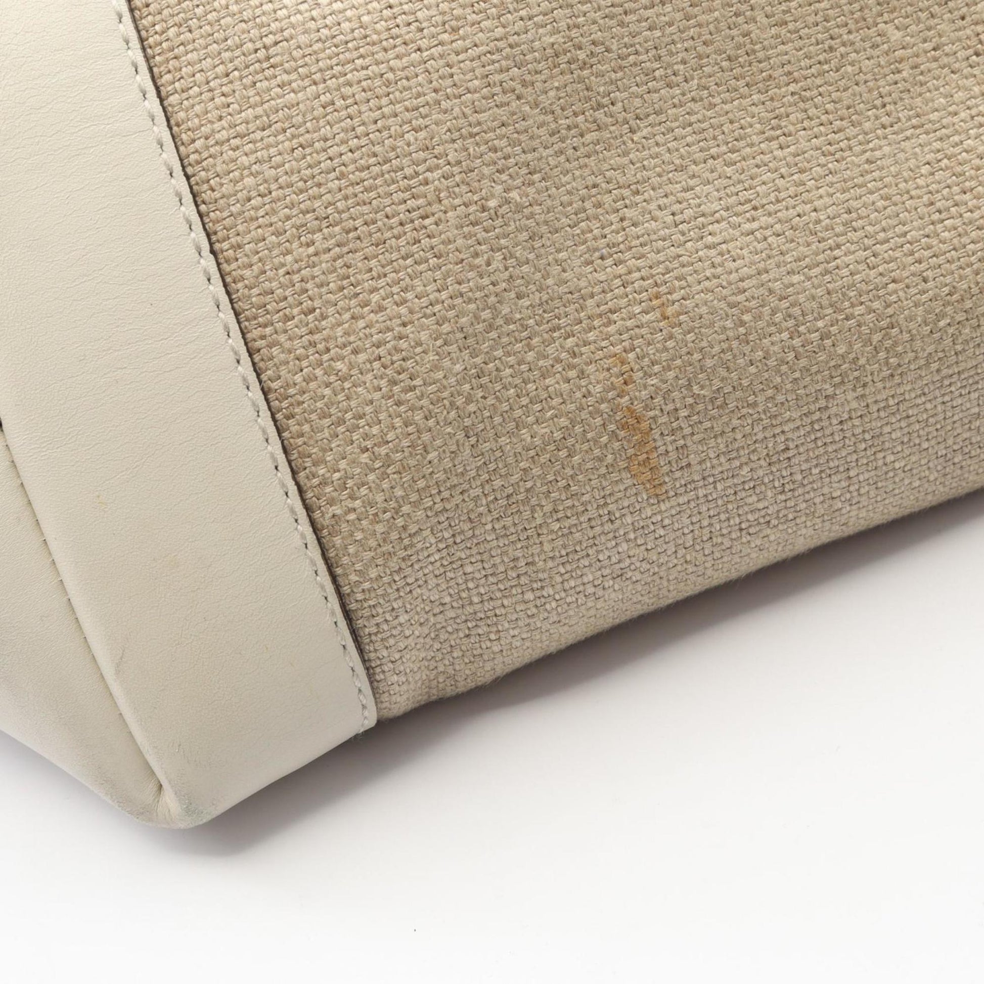 Gucci Beige Canvas Leather Tote Bag