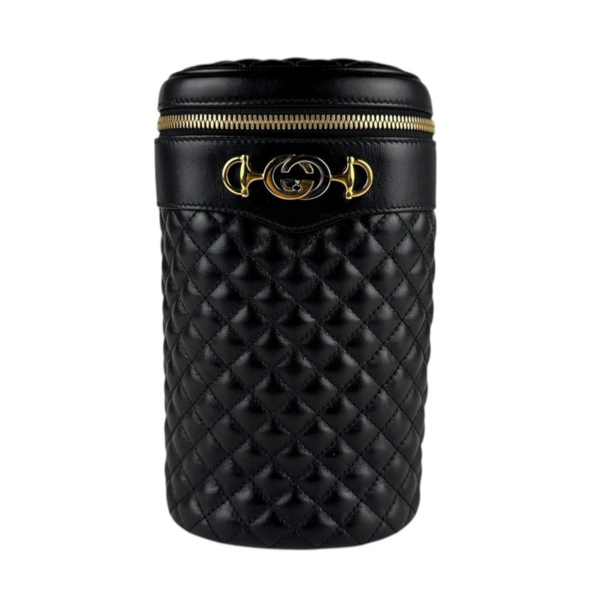 Gucci Black Gold Leather Metal Shoulder Bag