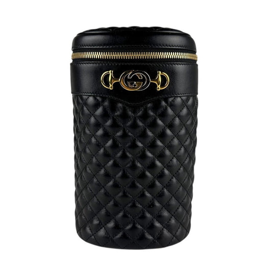 Gucci Black Gold Leather Metal Shoulder Bag