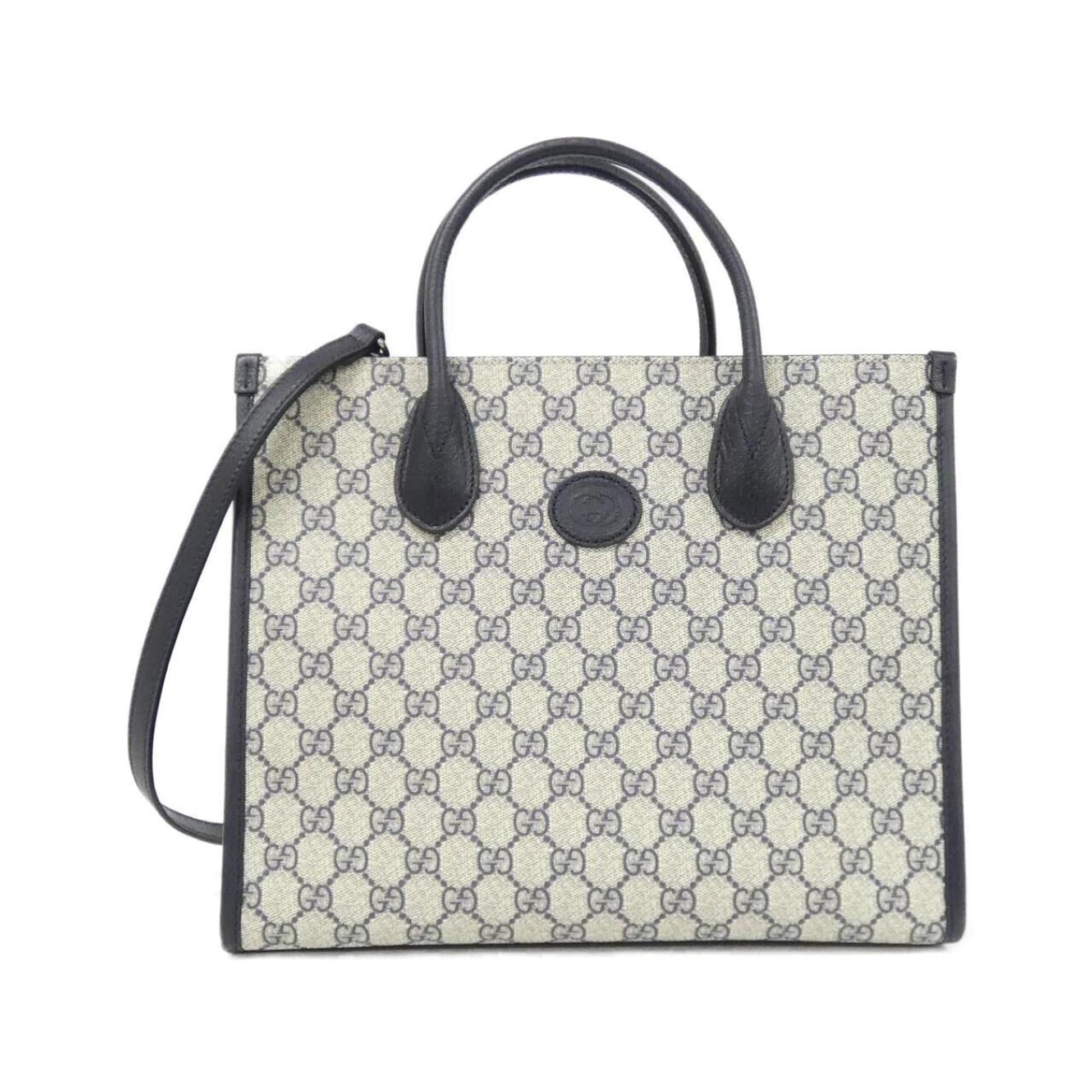 Gucci Beige Blue Gg Supreme Leather Handbag