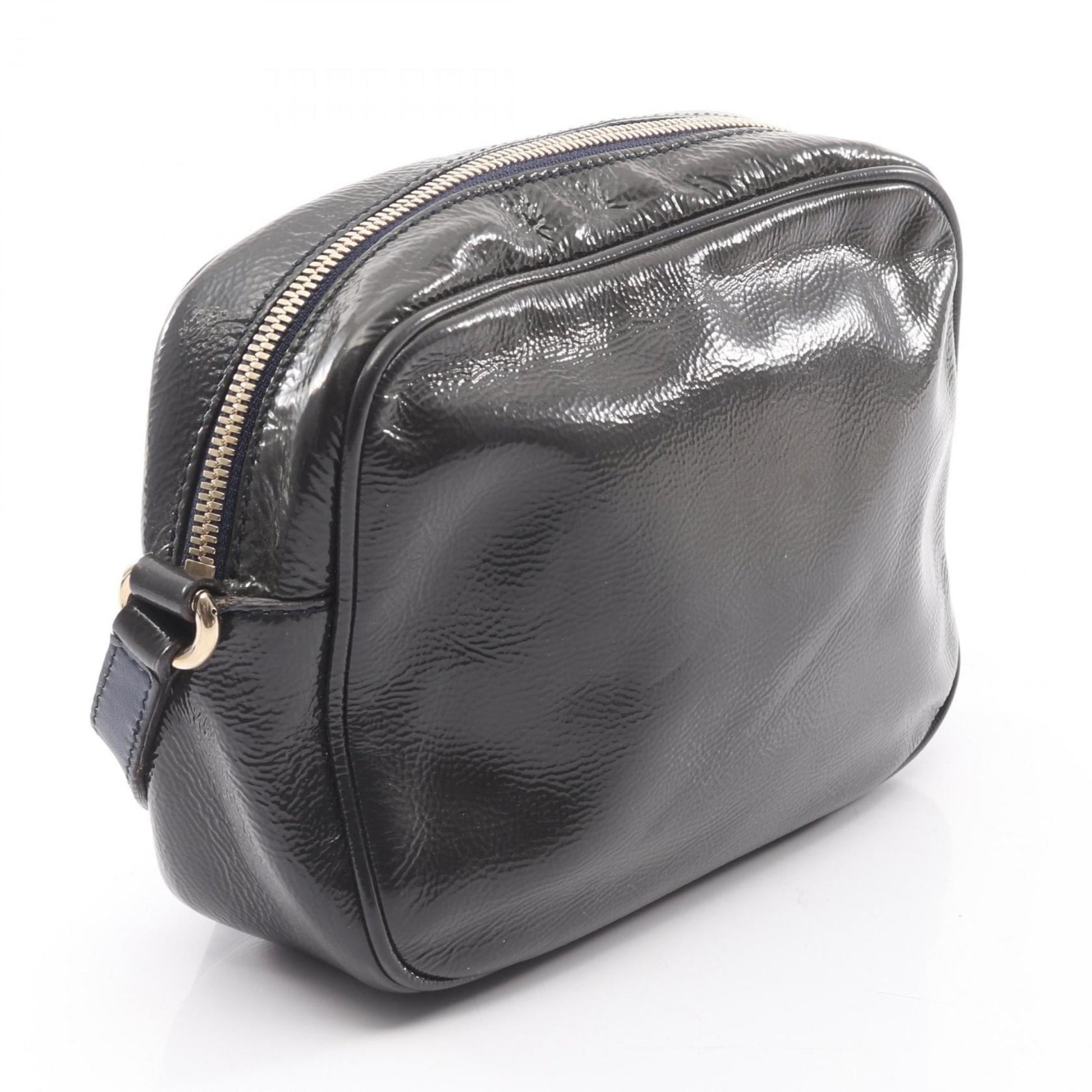 Gucci Navy Patent Leather Shoulder Bag