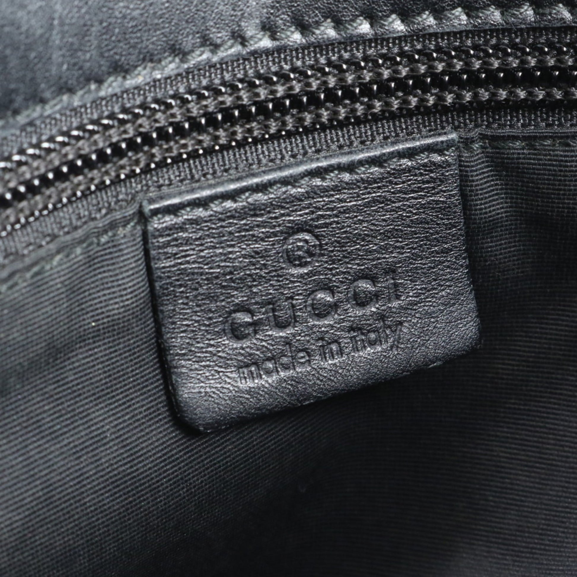 Gucci Black Leather Canvas Shoulder Bag